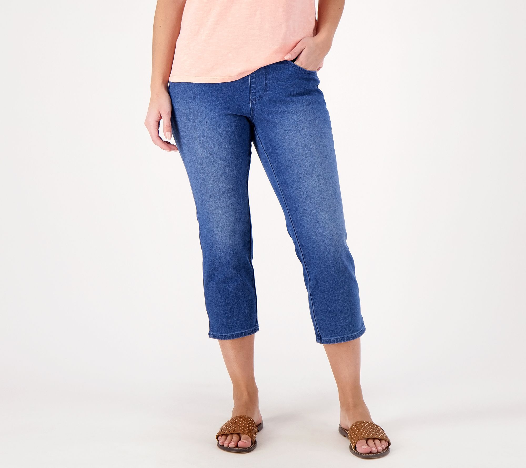 "As Is" Belle by Kim Gravel Petite TruTemp Denim Crop Jean