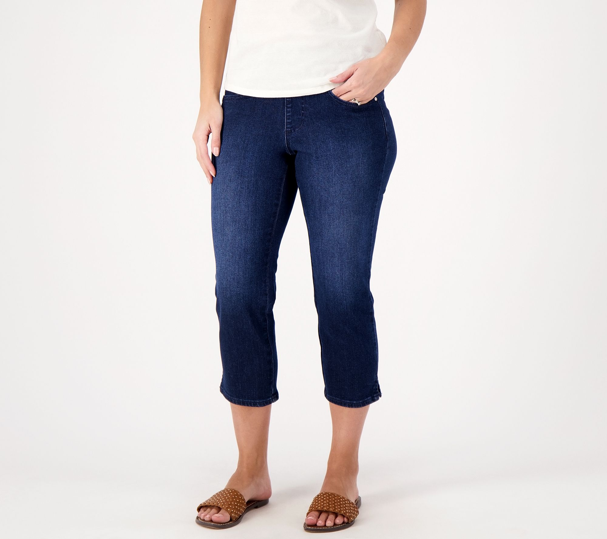 "As Is" Belle by Kim Gravel Petite TruTemp Denim Crop Jean