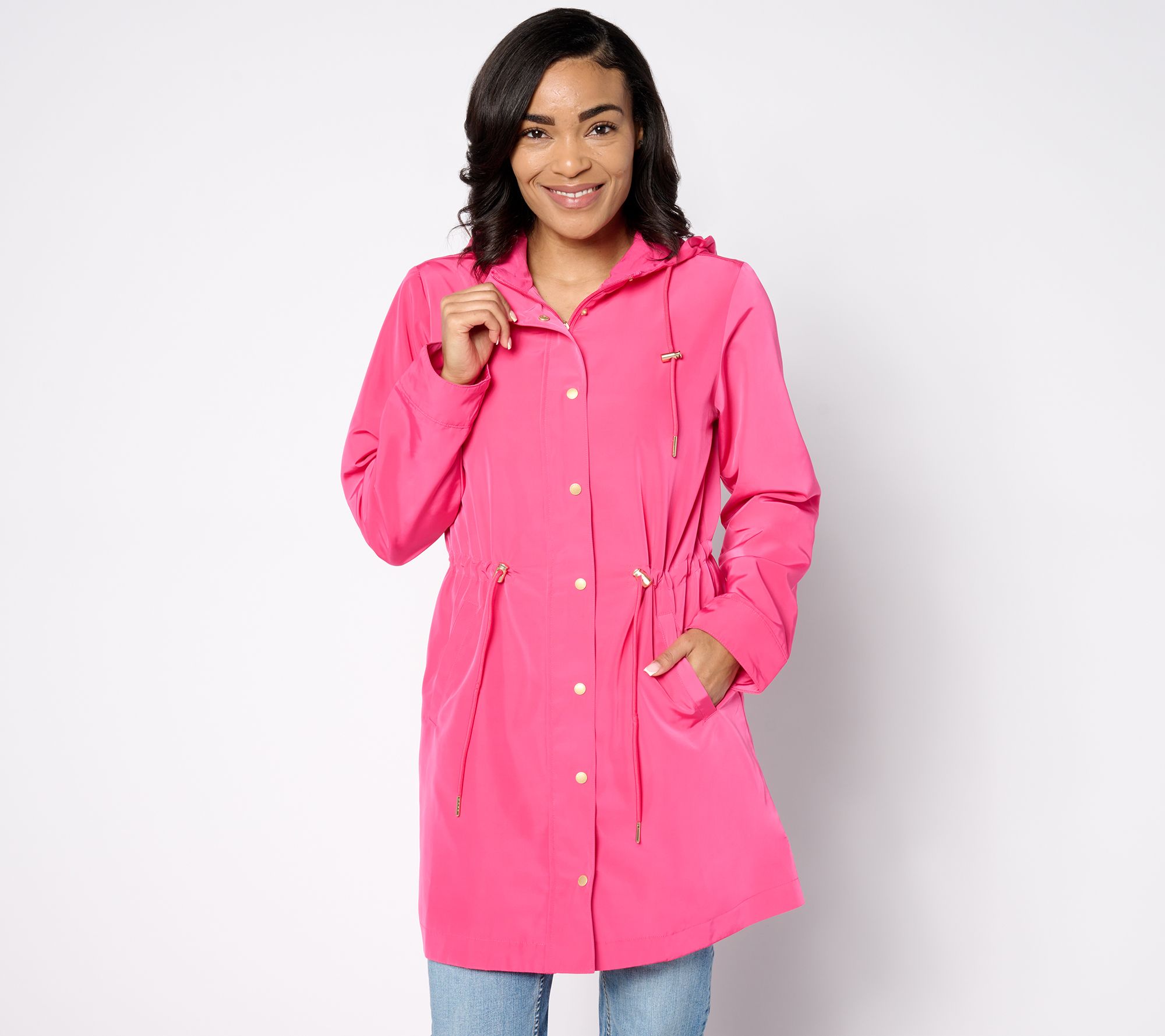 Susan Graver Regular Water Resistant Anorak Jacket with Hood QVC