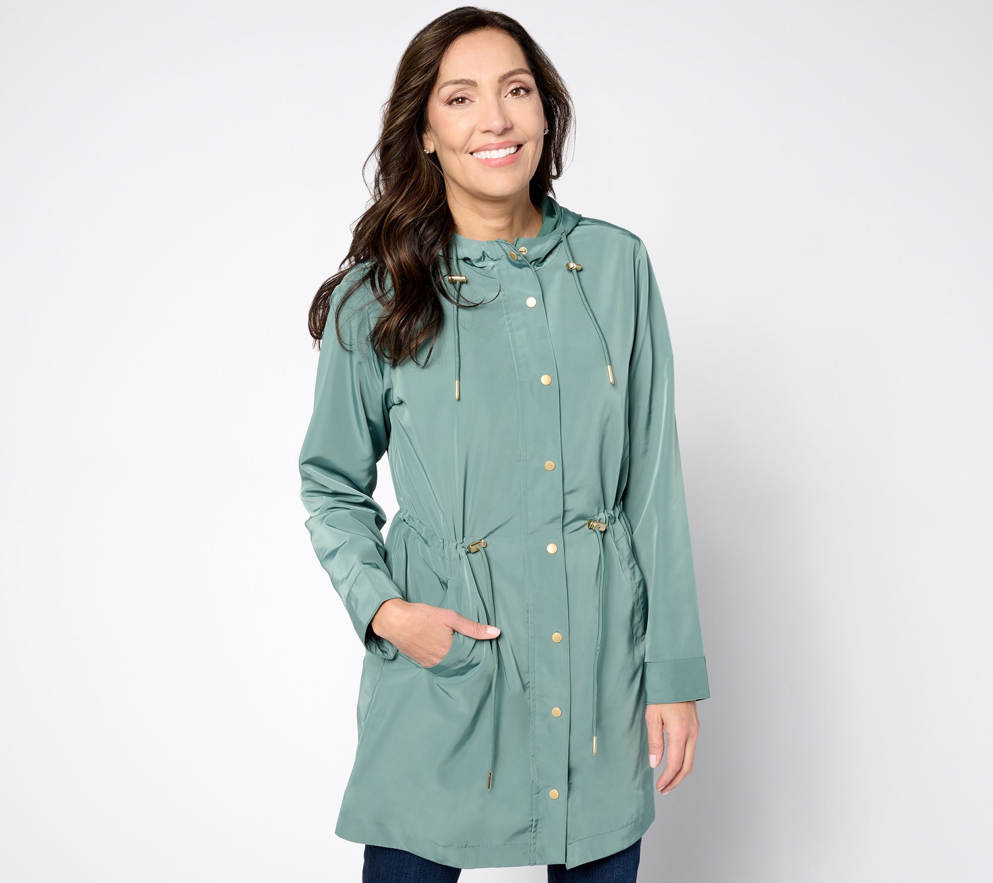 Susan Graver Regular Water Resistant Anorak Jacket with Hood