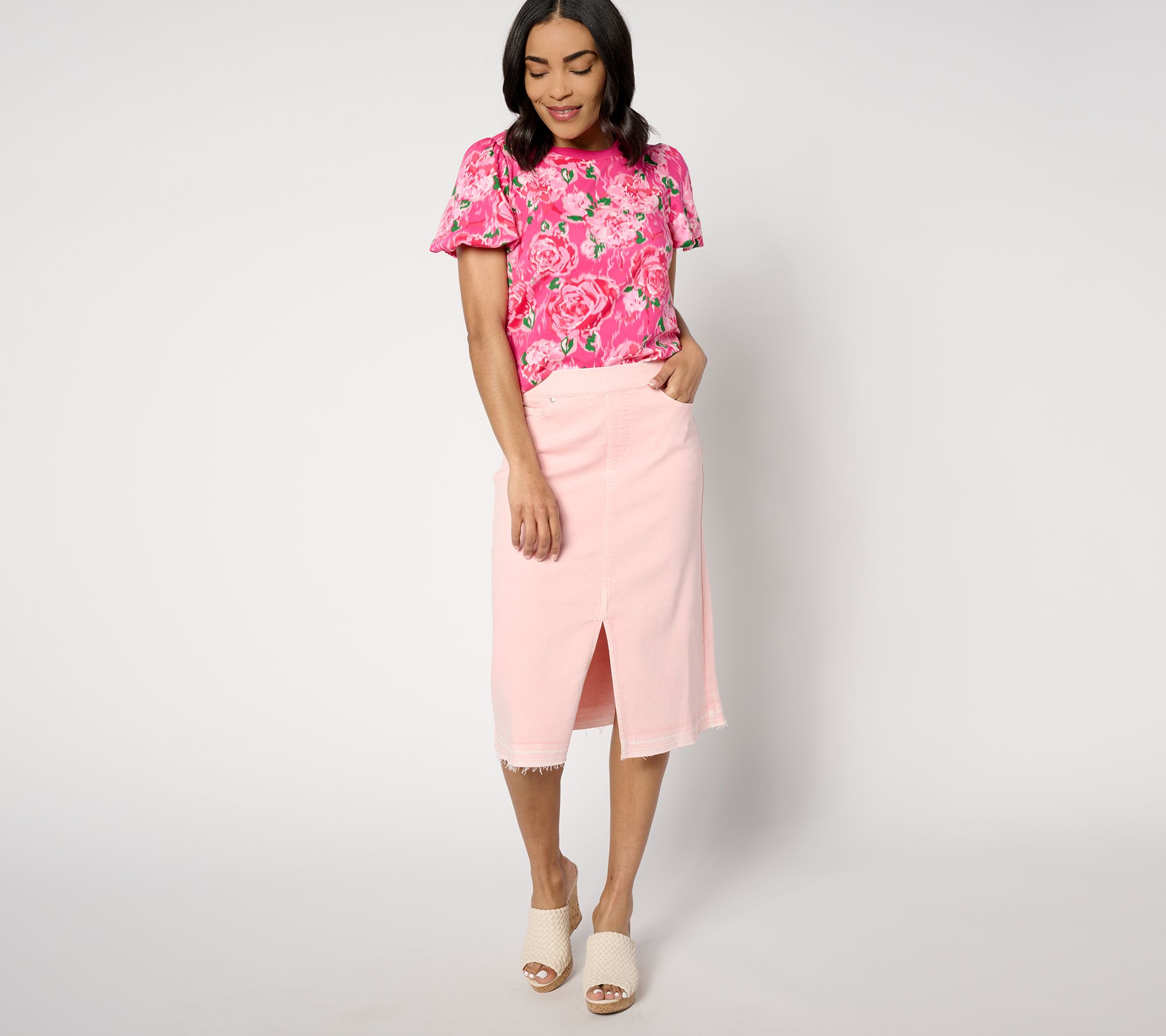 Pink pencil skirt outlet qvc