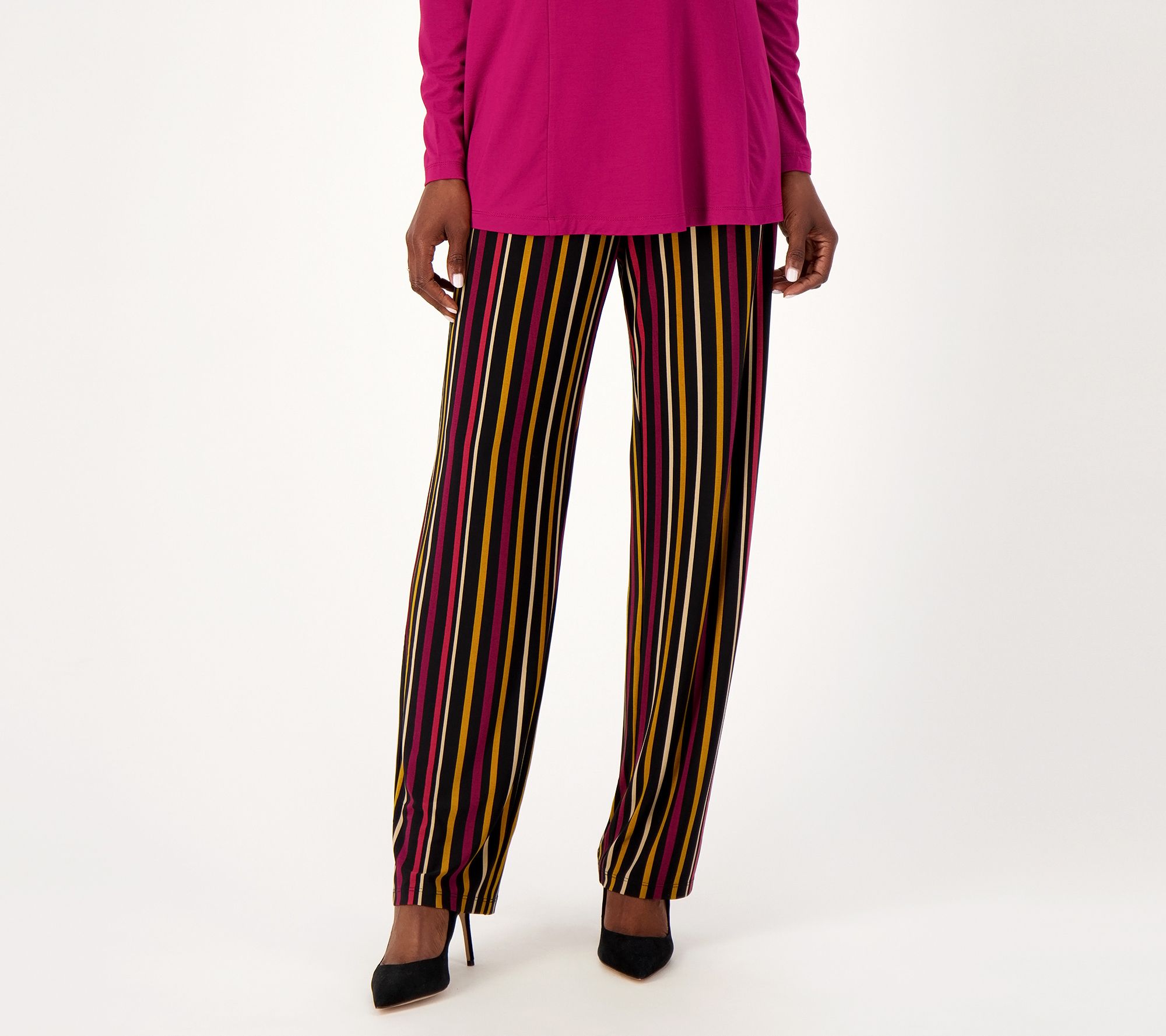 "As Is" Susan Graver Regular Printed Liquid Knit Pull-On Pants