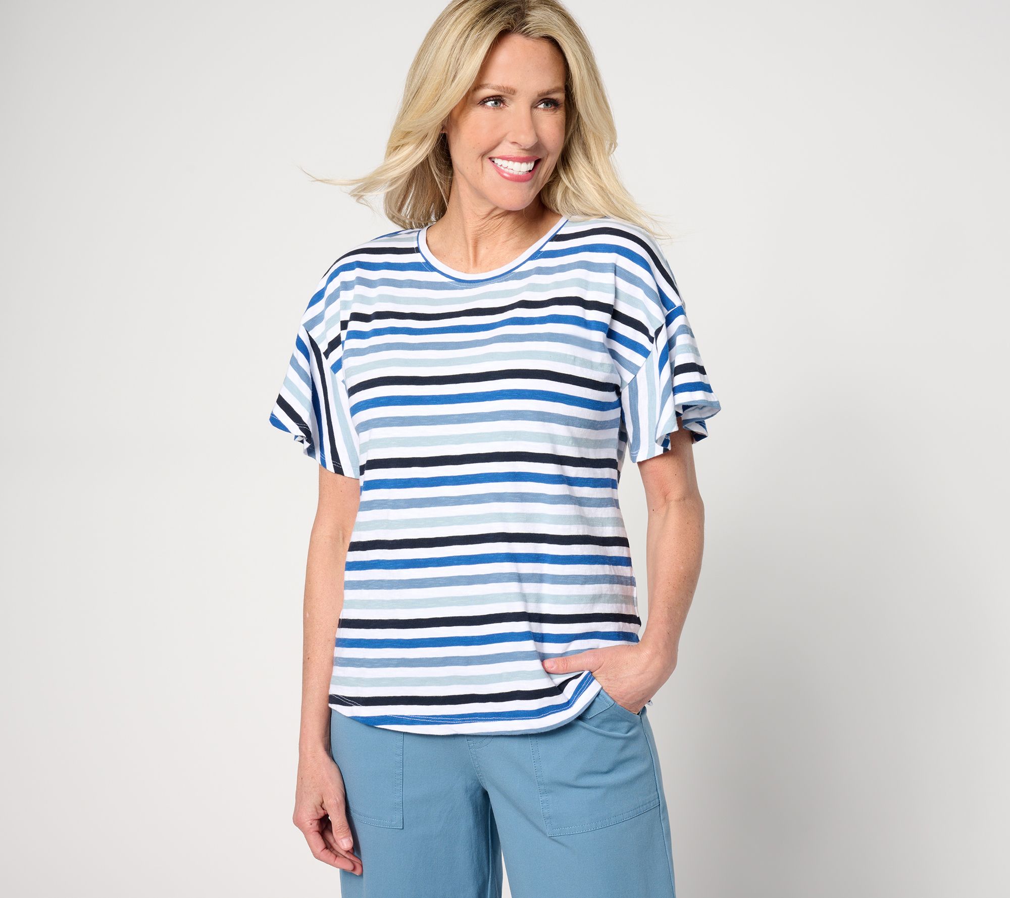 Cotton Ss T-shirt W/ 4 Bar Stripe