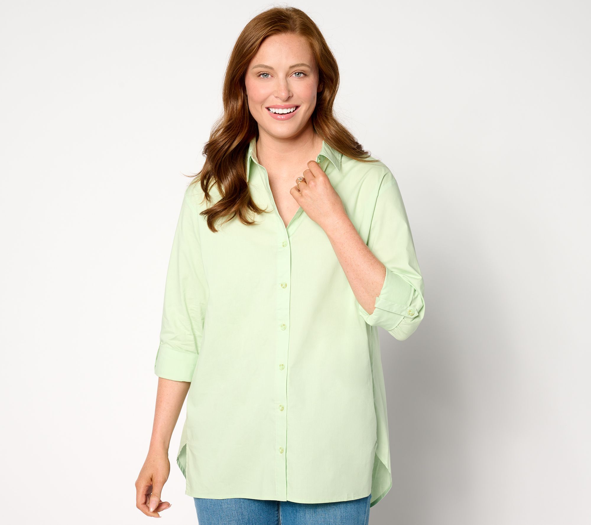 zuda Cool Cotton Button Down Shirt - QVC.com
