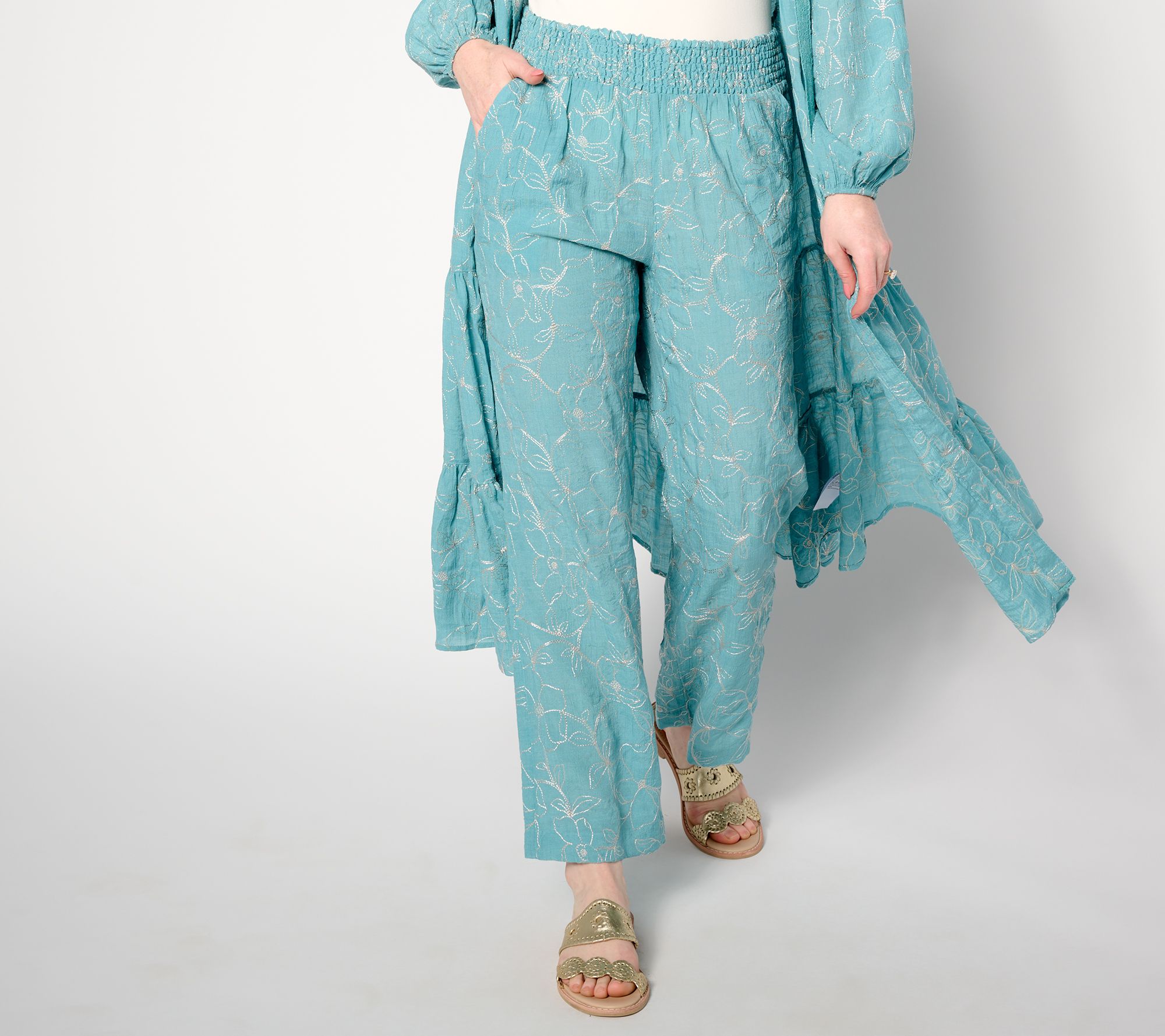 Isaac Mizrahi Live! Tall Bridgehampton Embroidered Pull-On Pants