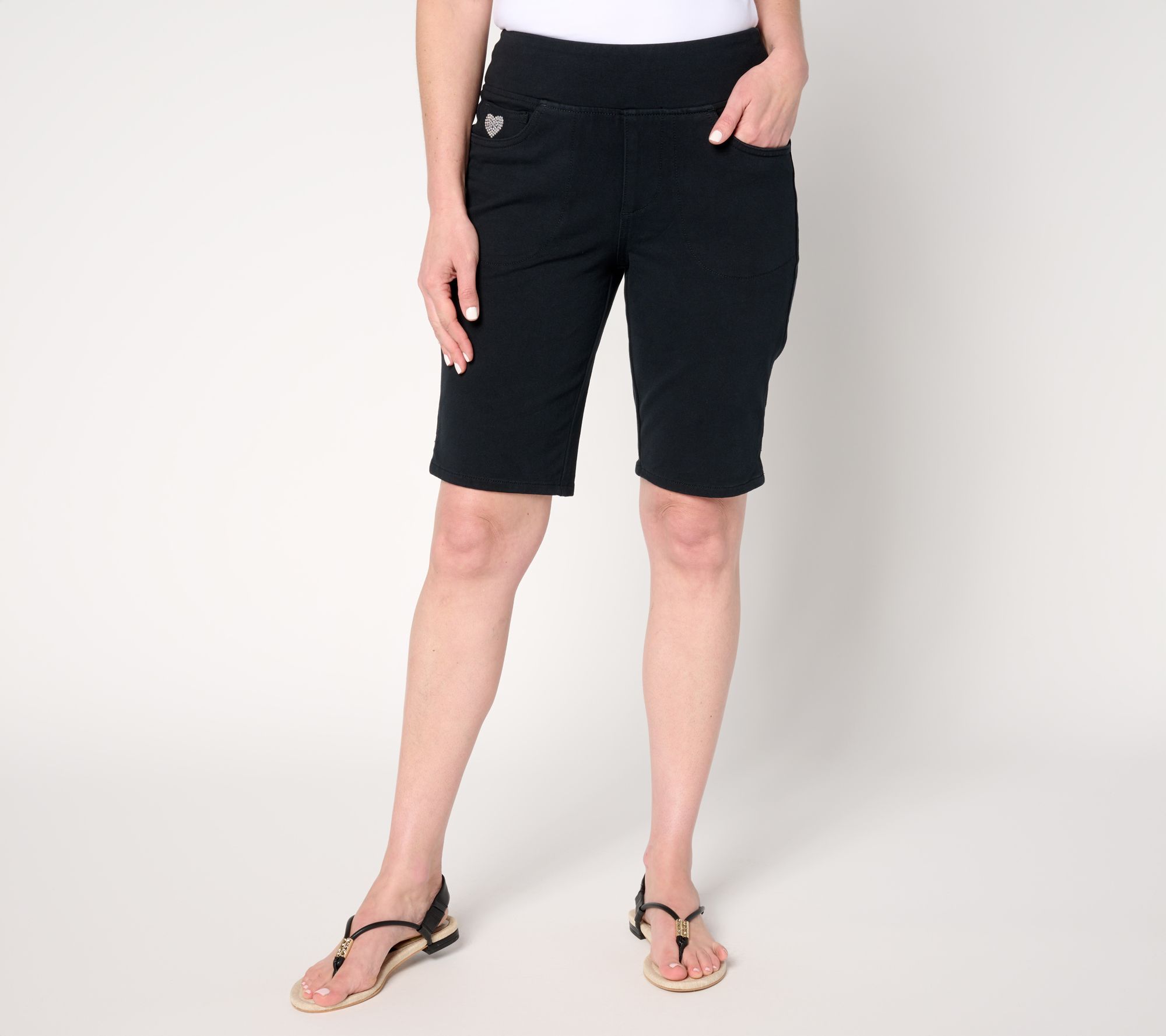Quacker Factory DreamJeannes Flat Waistband 11" Bermuda Shorts