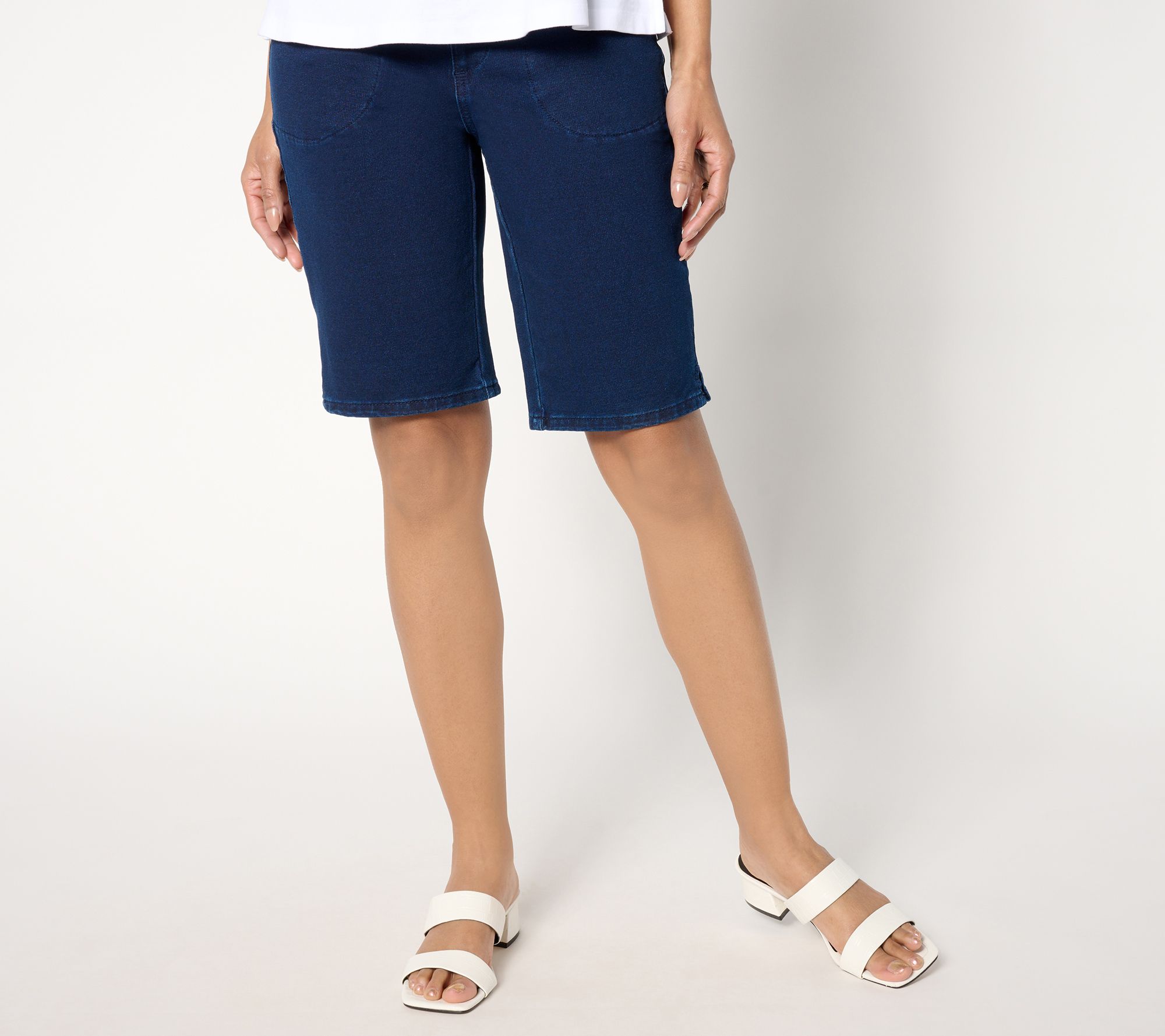 Quacker Factory DreamJeannes Flat Waistband 11" Bermuda Shorts