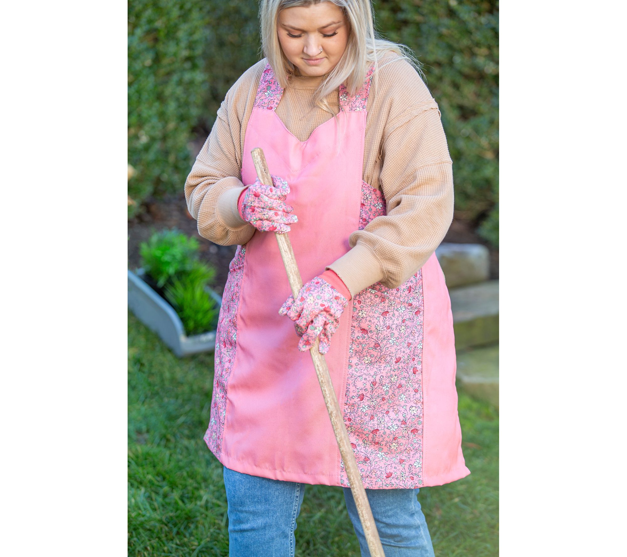 Evergreen Edith Floral Gardener's Full Apron and Gloves