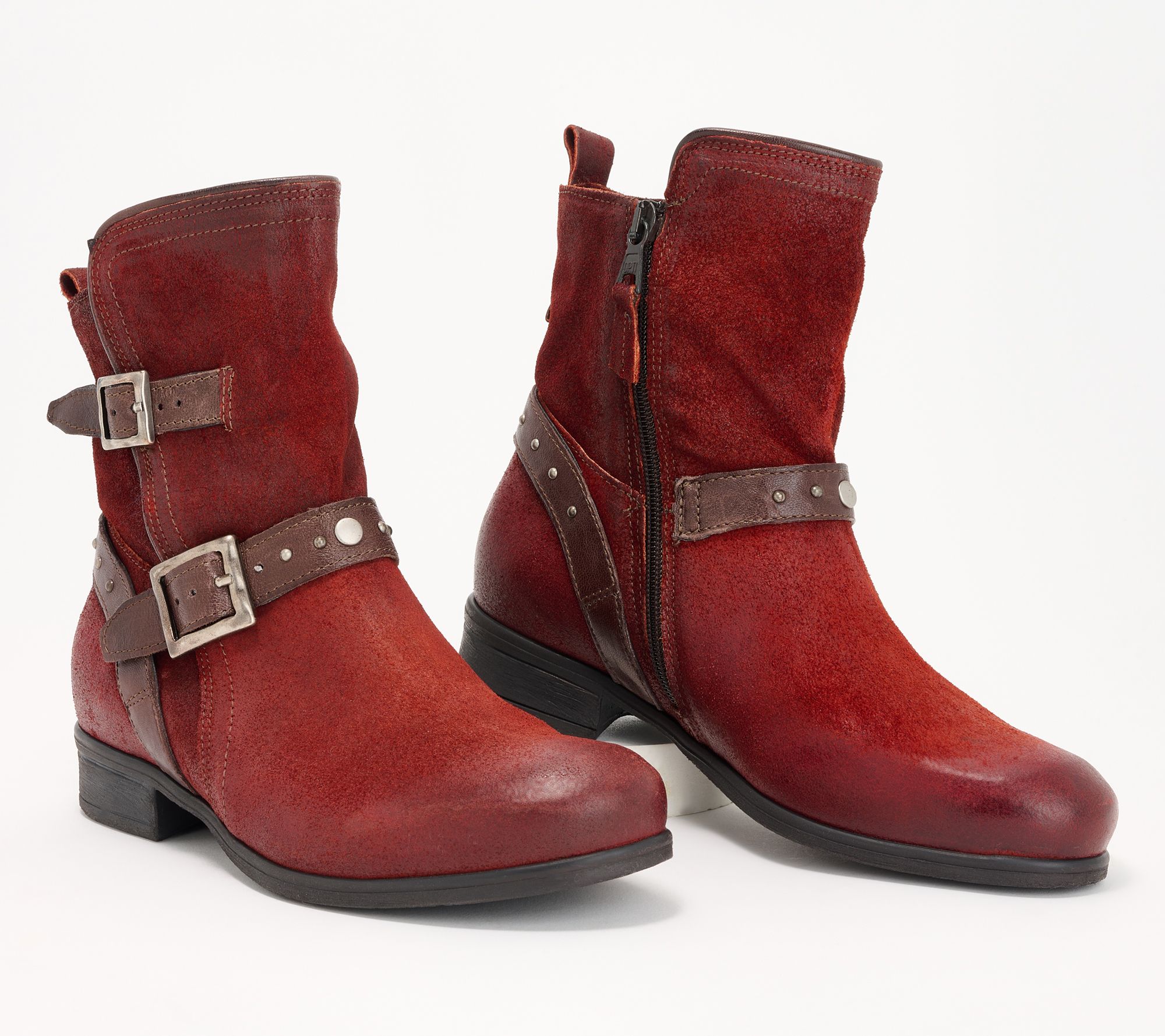 "As Is" Miz Mooz Wide Width Leather Buckled Ankle Boots- Sammie