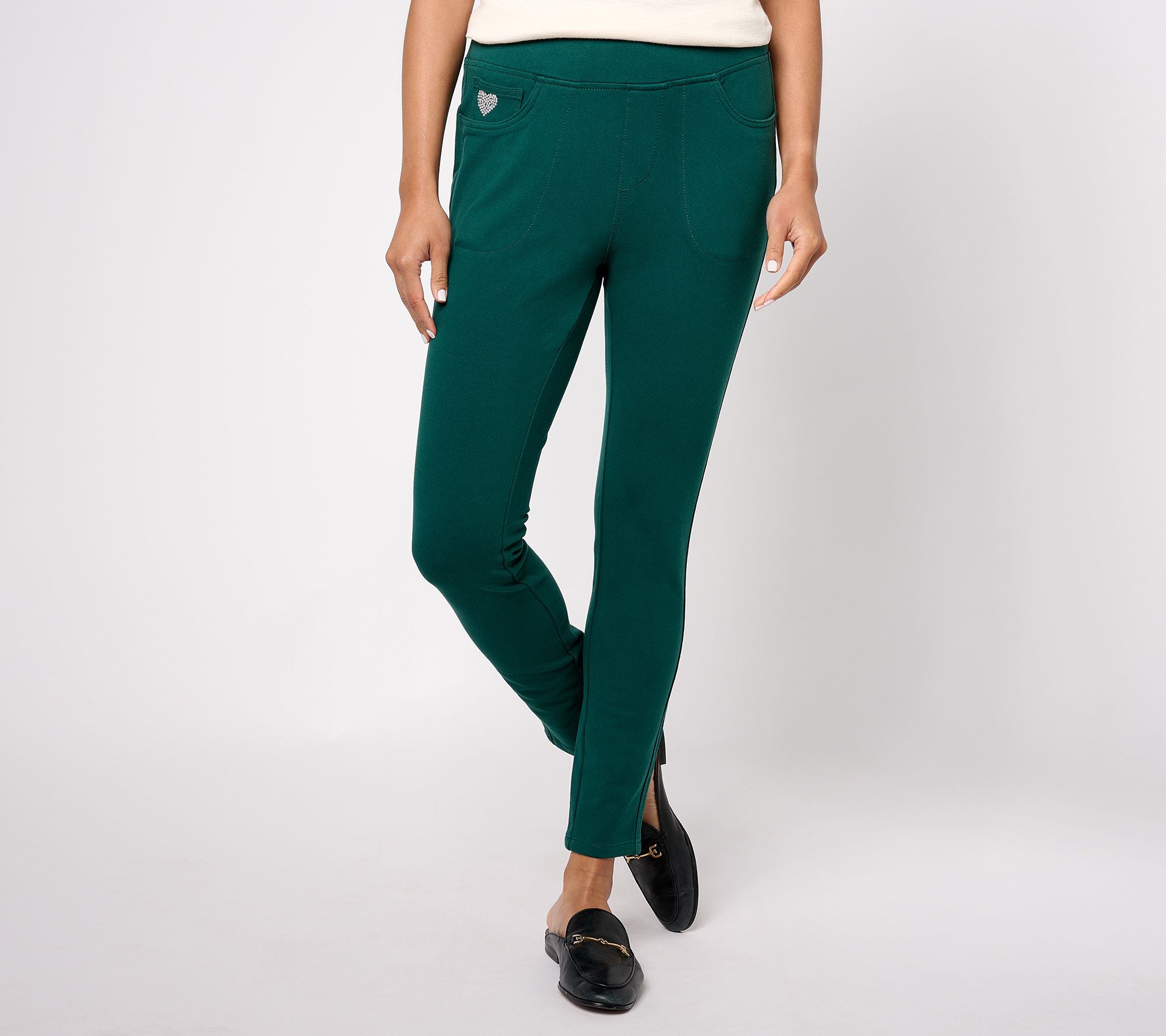 "As Is" Quacker Factory DreamJeannes Reg Flat Waist Leggings