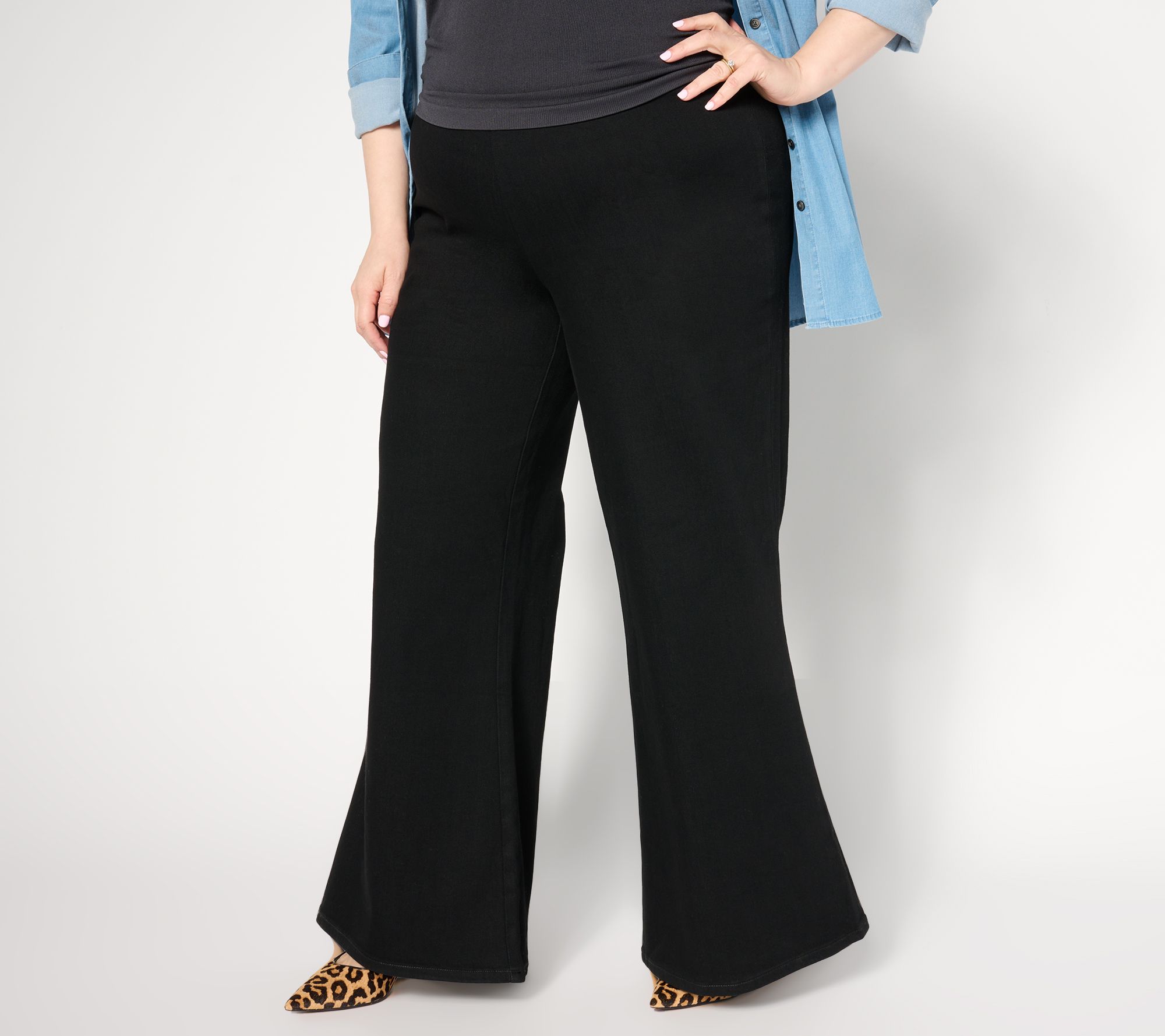 Peace Love World Authentic Denim Petite Wide Leg Jeans - Black