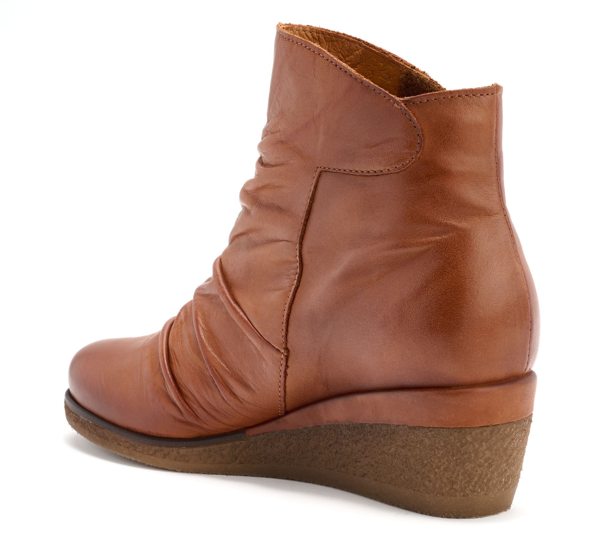 Miz Mooz Leather Ruched Wedge Boots - Mayleen - QVC.com