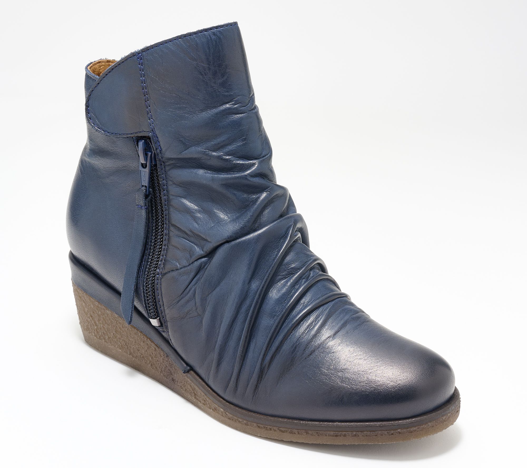 Miz Mooz Leather Ruched Wedge Boots - Mayleen