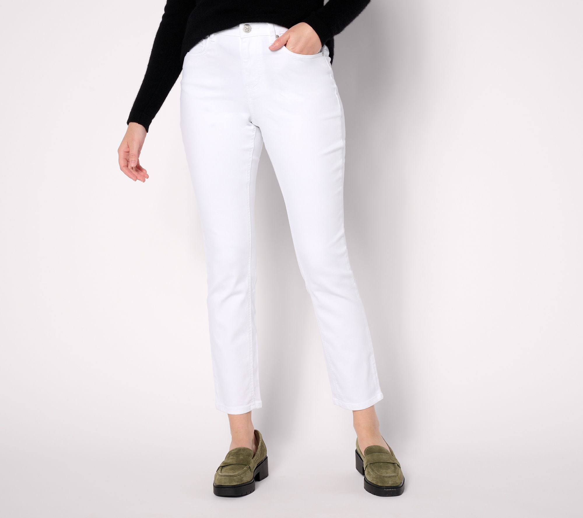 "As Is" Belle by Kim Gravel Reg TripleLuxe Twill Button Front Jean