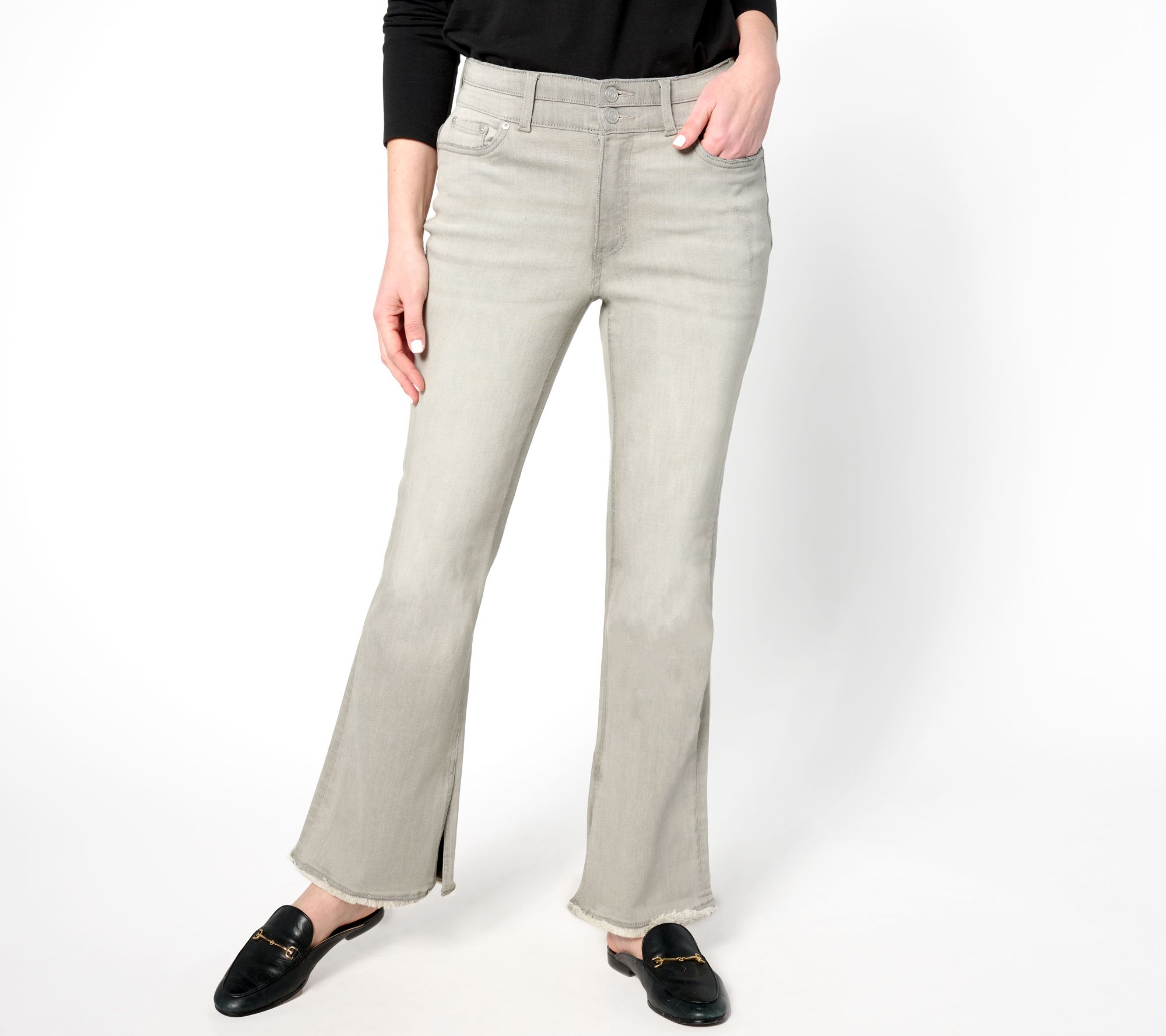 "As Is" Denim & Co. Retreat Heartland Denim Double Waist Flare Leg Jean