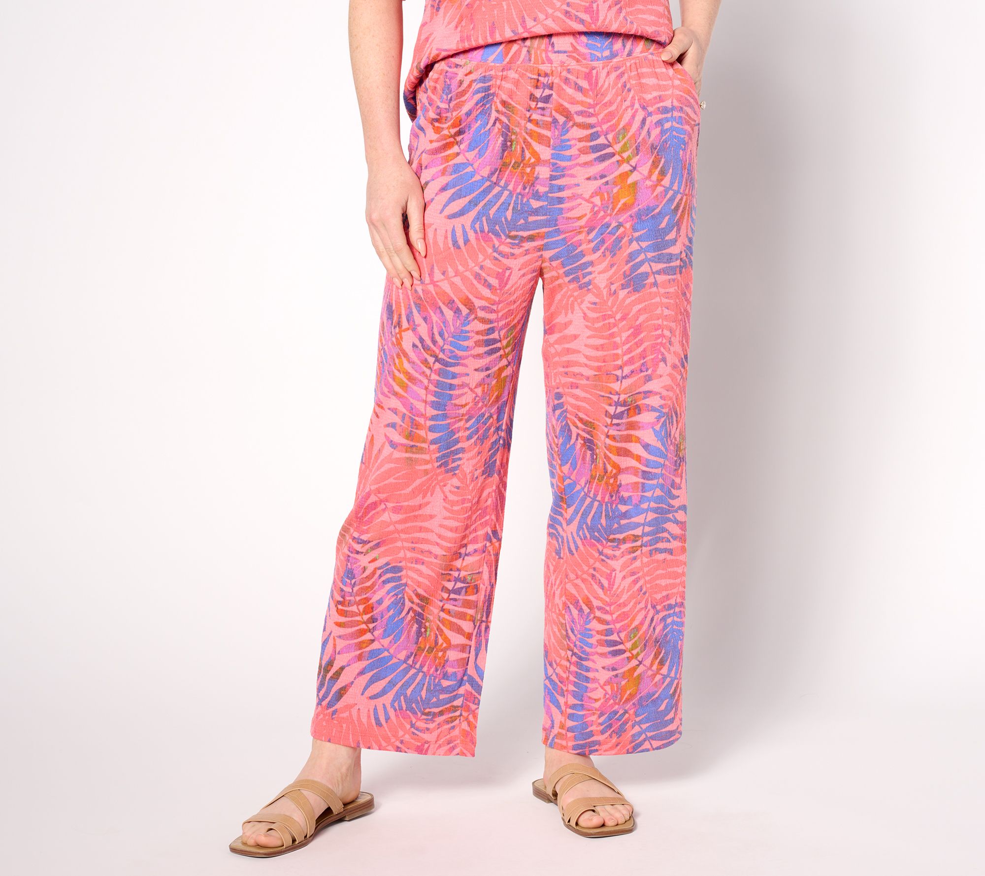 "As Is" Denim & Co. By the Beach Regular Knit Gauze Wide Leg Crop Pant