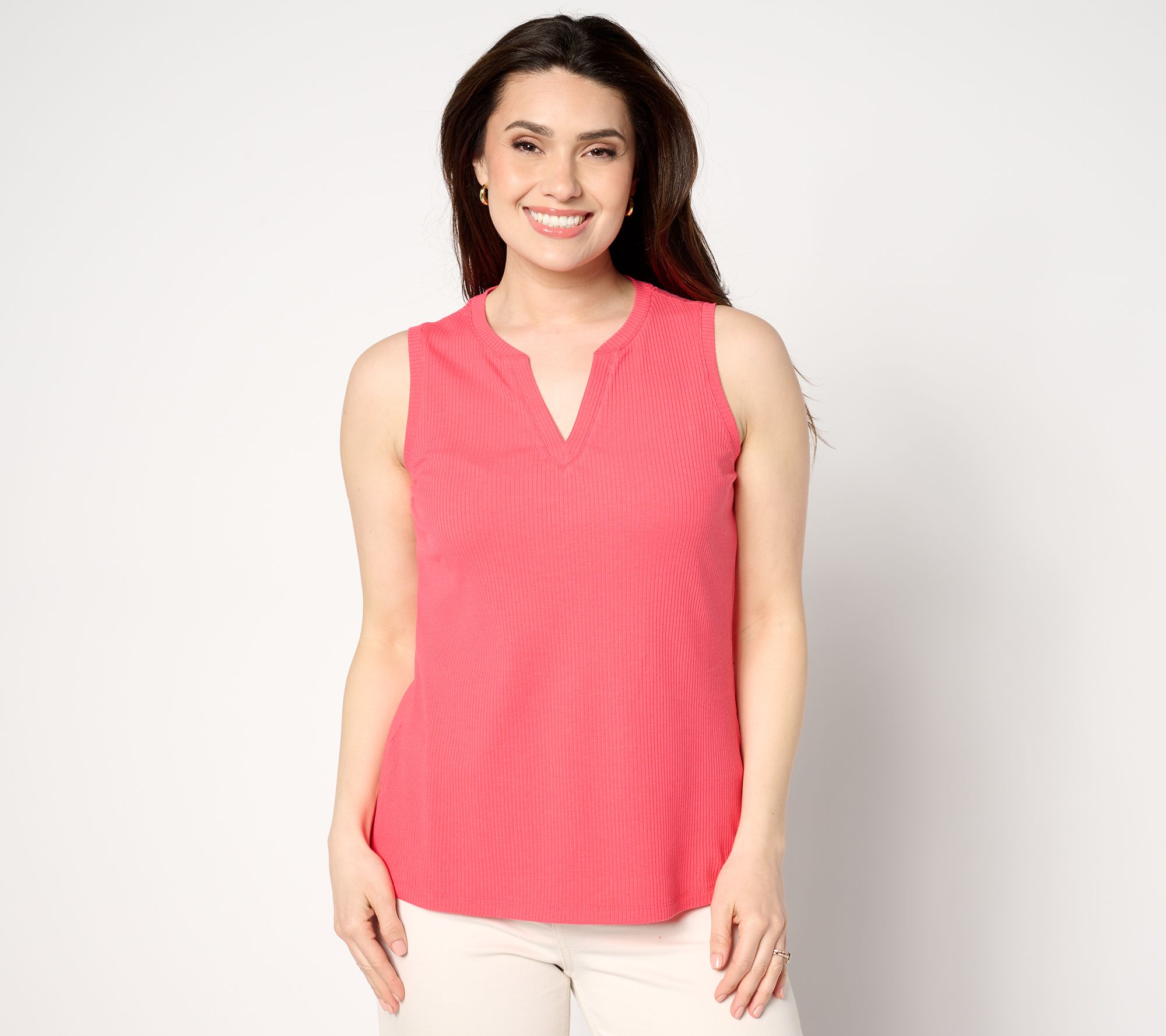 "As Is" Isaac Mizrahi Live! Essentials Ribbed Knit Sleeveless Top