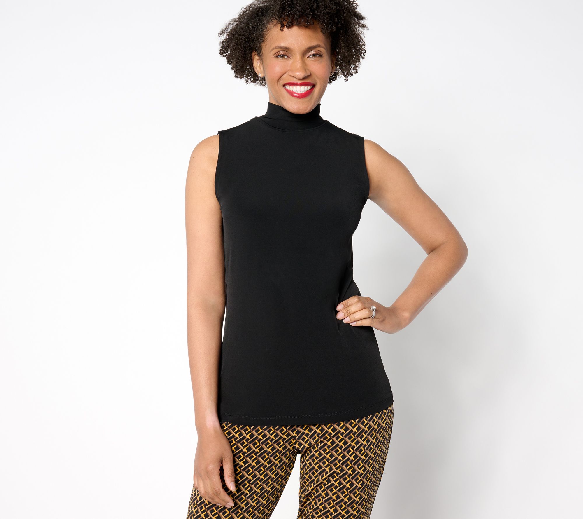 "As Is" Susan Graver Sleek Essentials Liquid Knit Mock Neck Tank