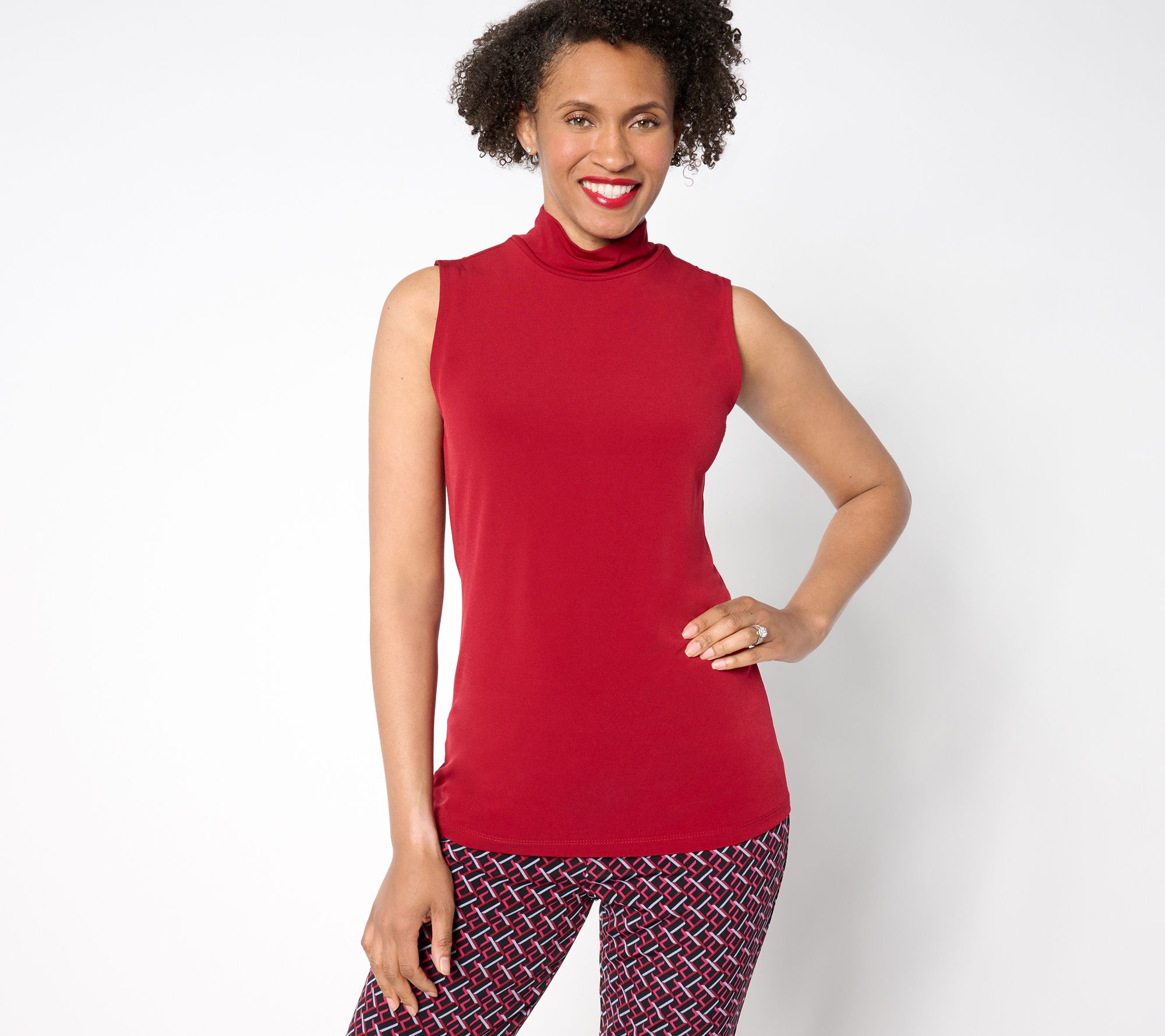 "As Is" Susan Graver Sleek Essentials Liquid Knit Mock Neck Tank