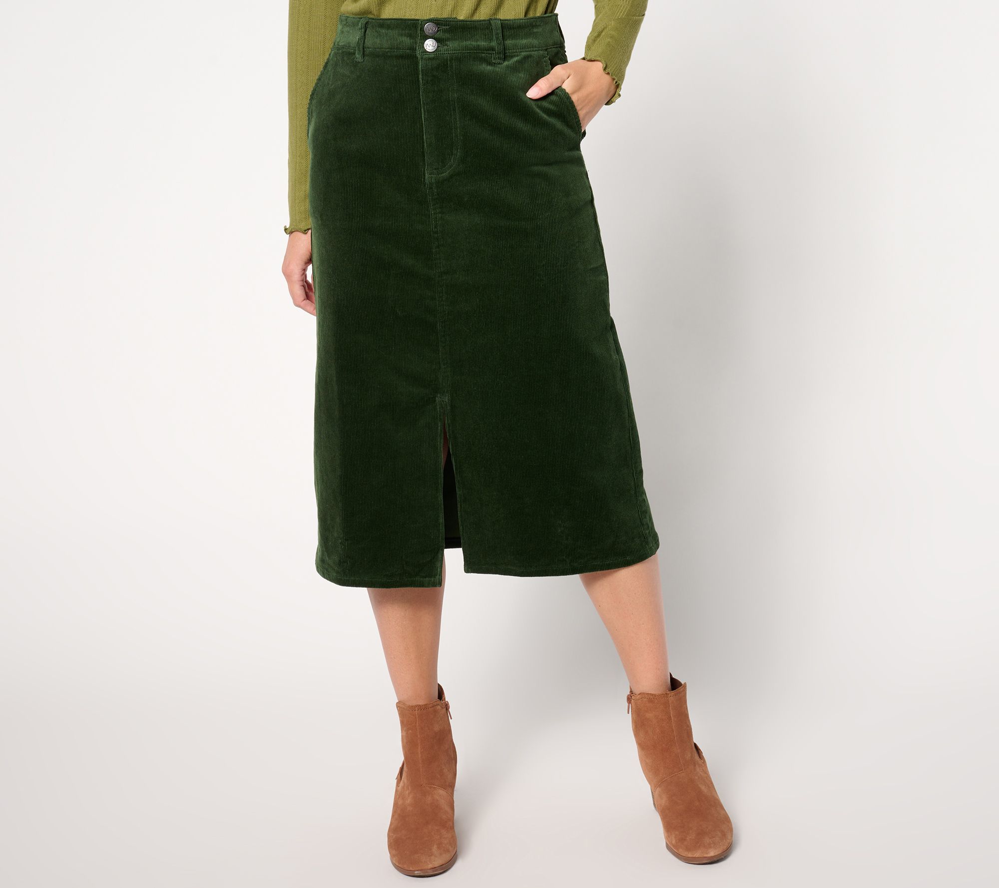 "As Is" Me by Jennie Garth Reg Colette Corduroy Midi Skirt