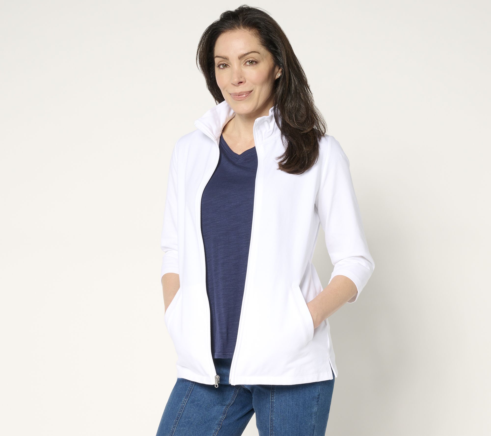 Denim & Co. Petite Duo Stretch 3/4 Sleeve Jacket