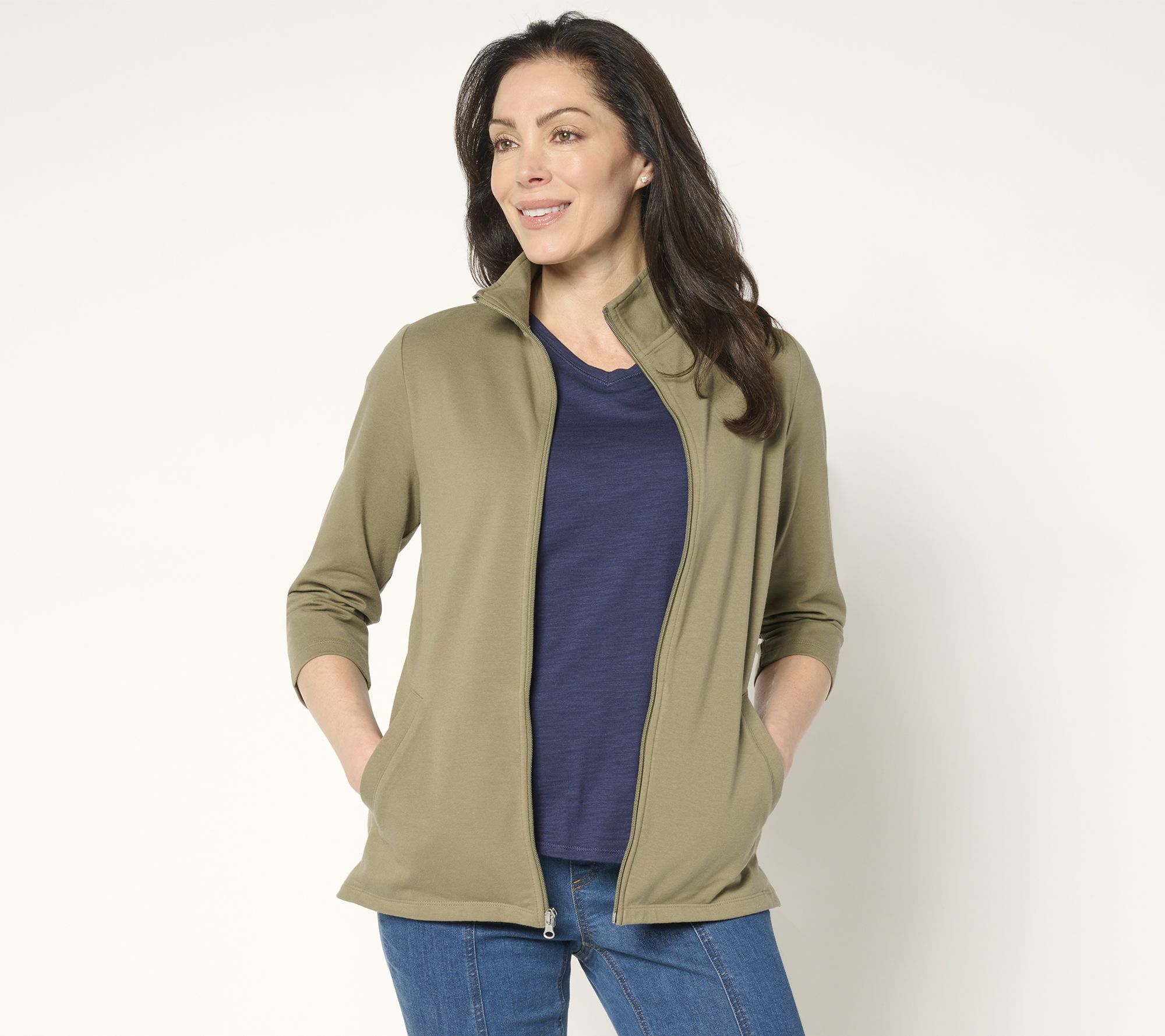 Denim & Co. Petite Duo Stretch 3/4 Sleeve Jacket