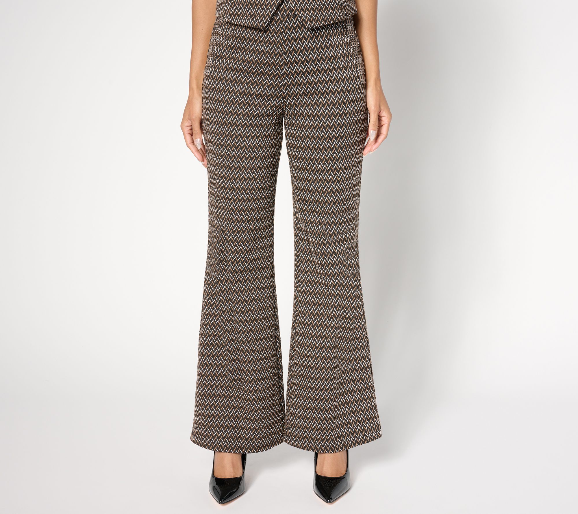 "As Is" by Stacy London Regular Pattern Knit Jacquard Flare Pant