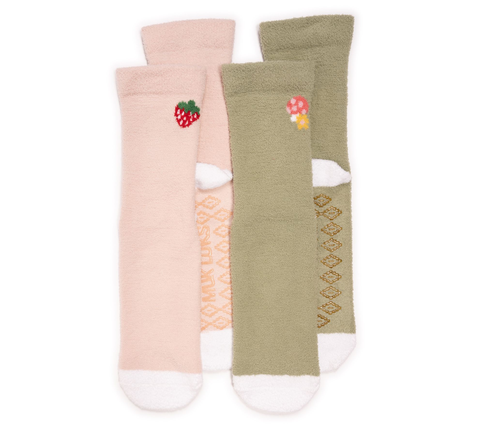 MUK LUKS Set of 2 Cozy Compression Socks with Non-Slid Soles