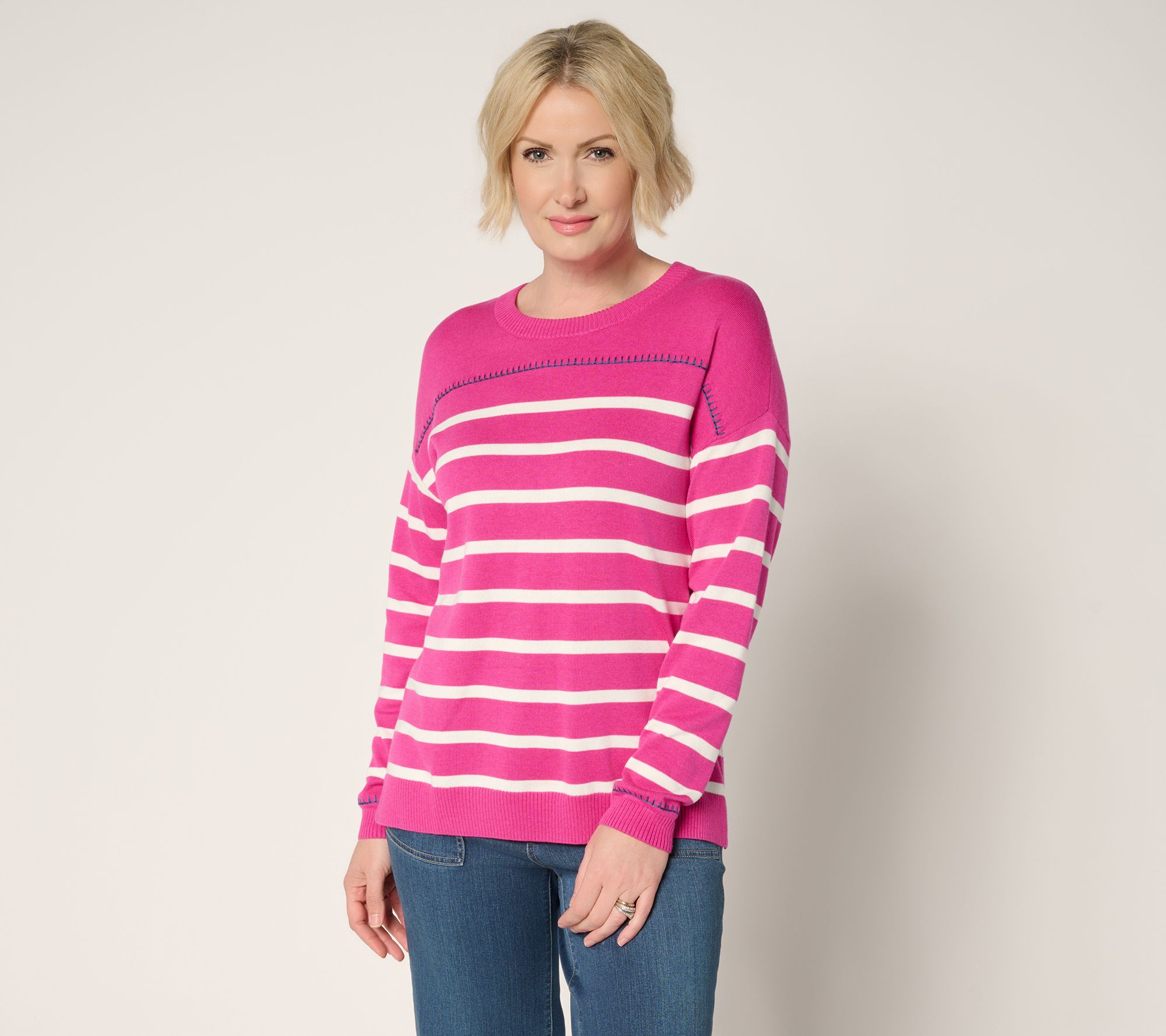 Belle by Kim Gravel Striped & Stitched Sweater