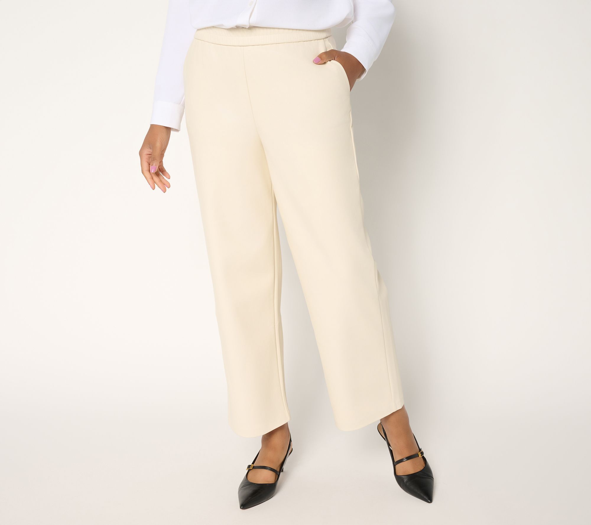 Dennis Basso Regular Doeskin Pull-On Pant with On-Seam Pockets