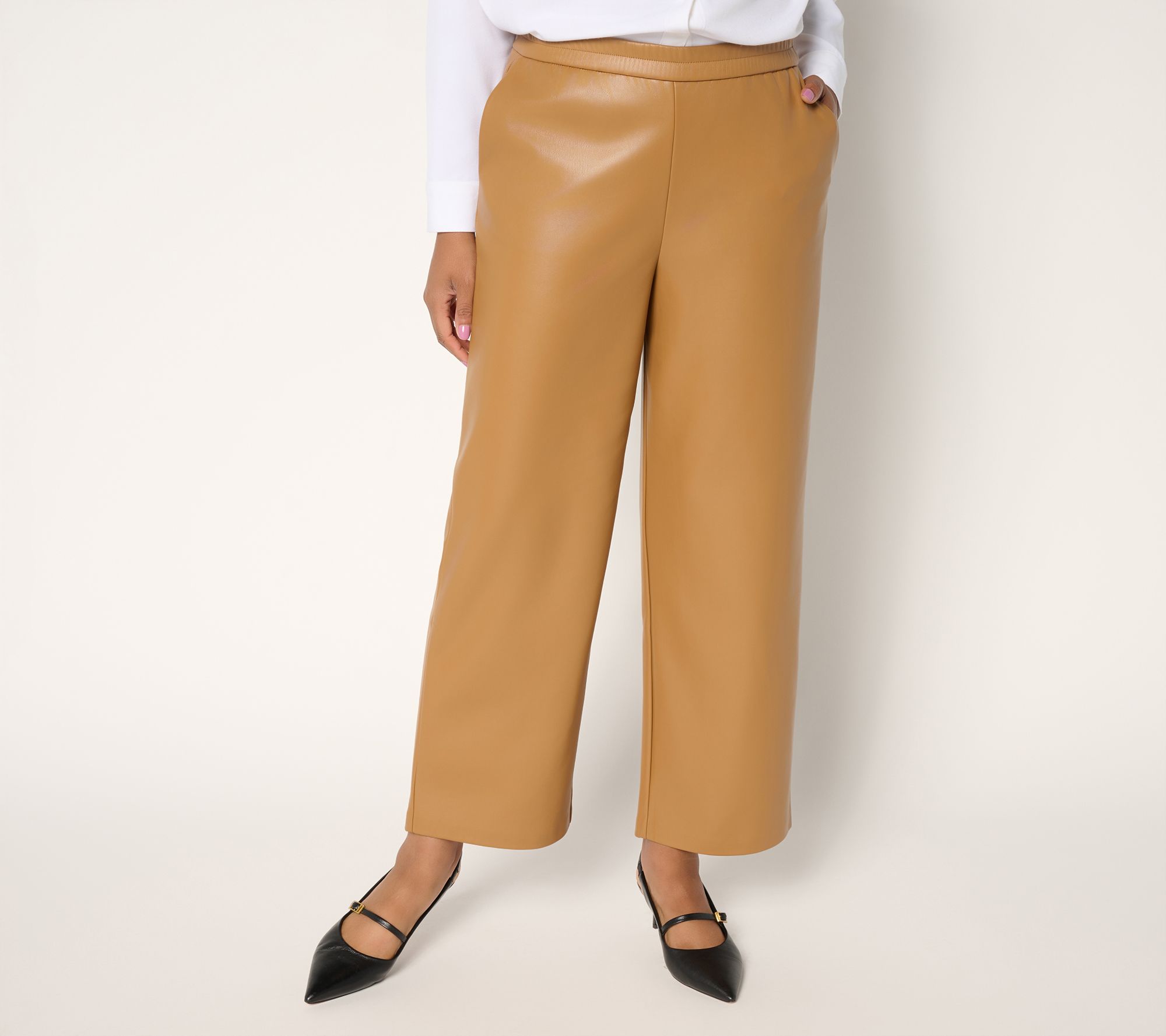 Dennis Basso Regular Doeskin Pull-On Pant with On-Seam Pockets