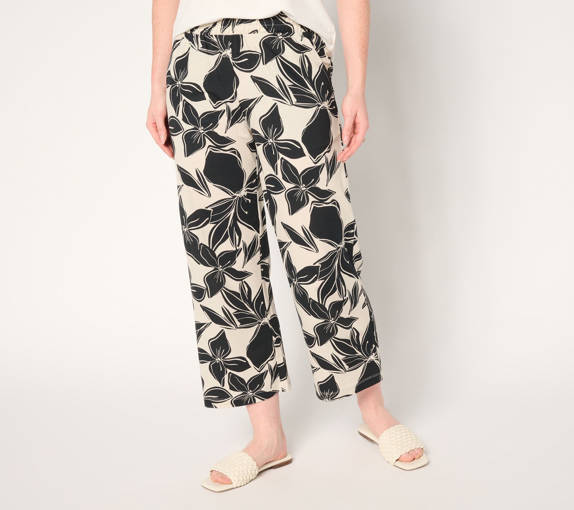 "As Is" Belle Beach by Kim Gravel Petite Cabana Knit Hibiscus Pant