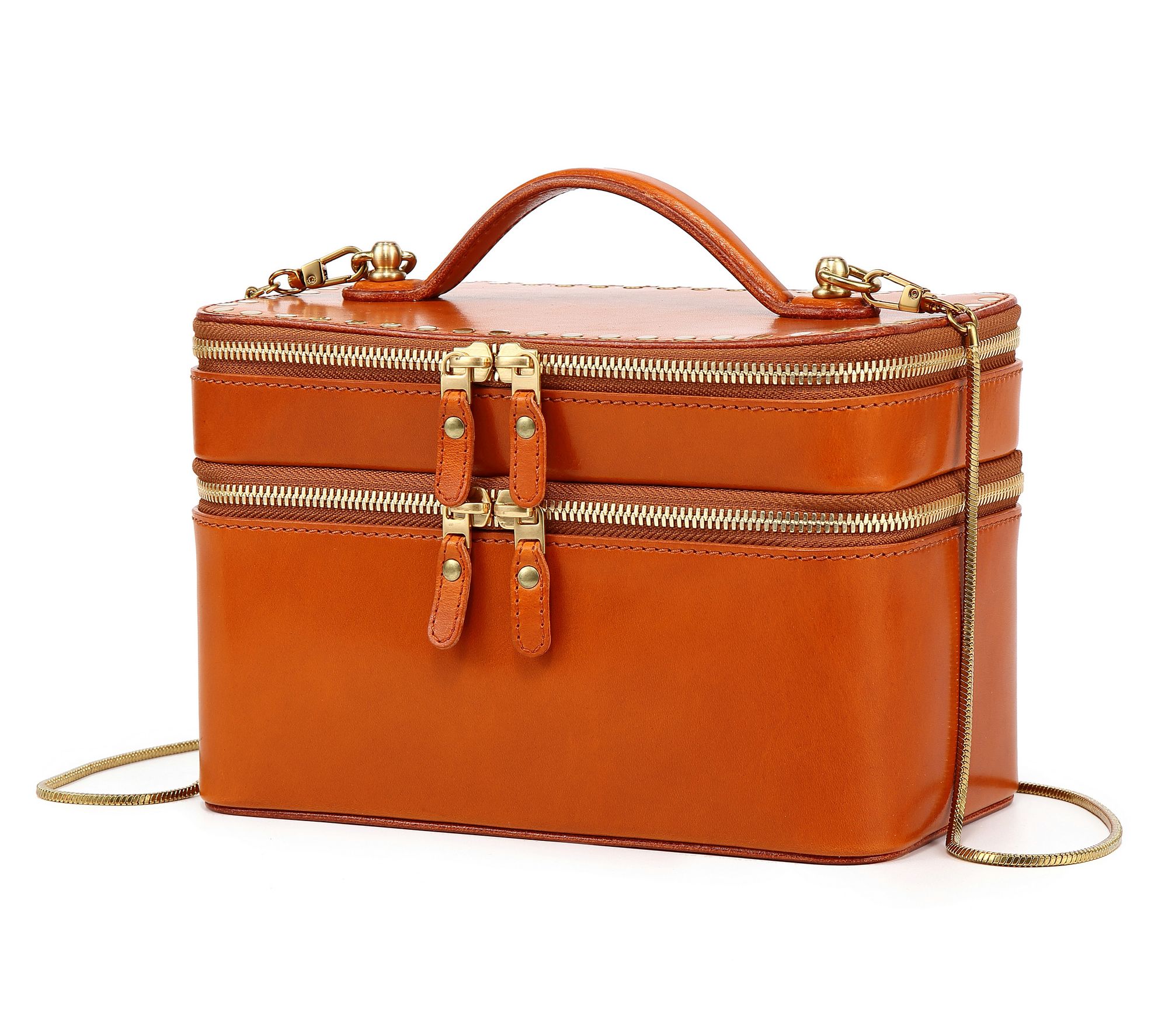 Old Trend Ixia Jet-Set Leather Train Case withChain Strap