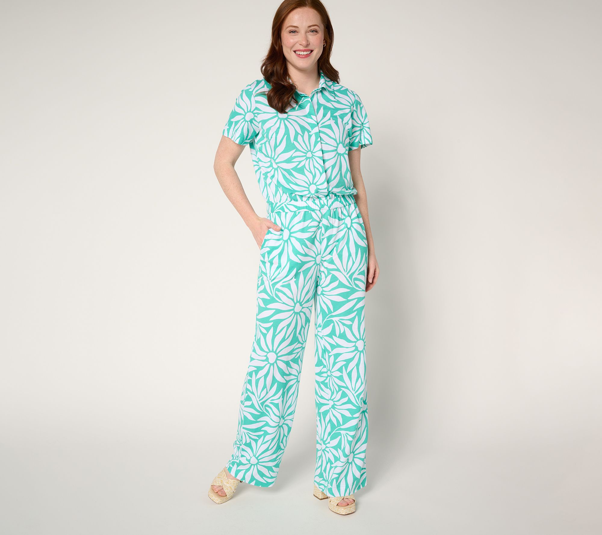 "As Is" Belle Beach by Kim Gravel Cabana Knit Jumpsuit