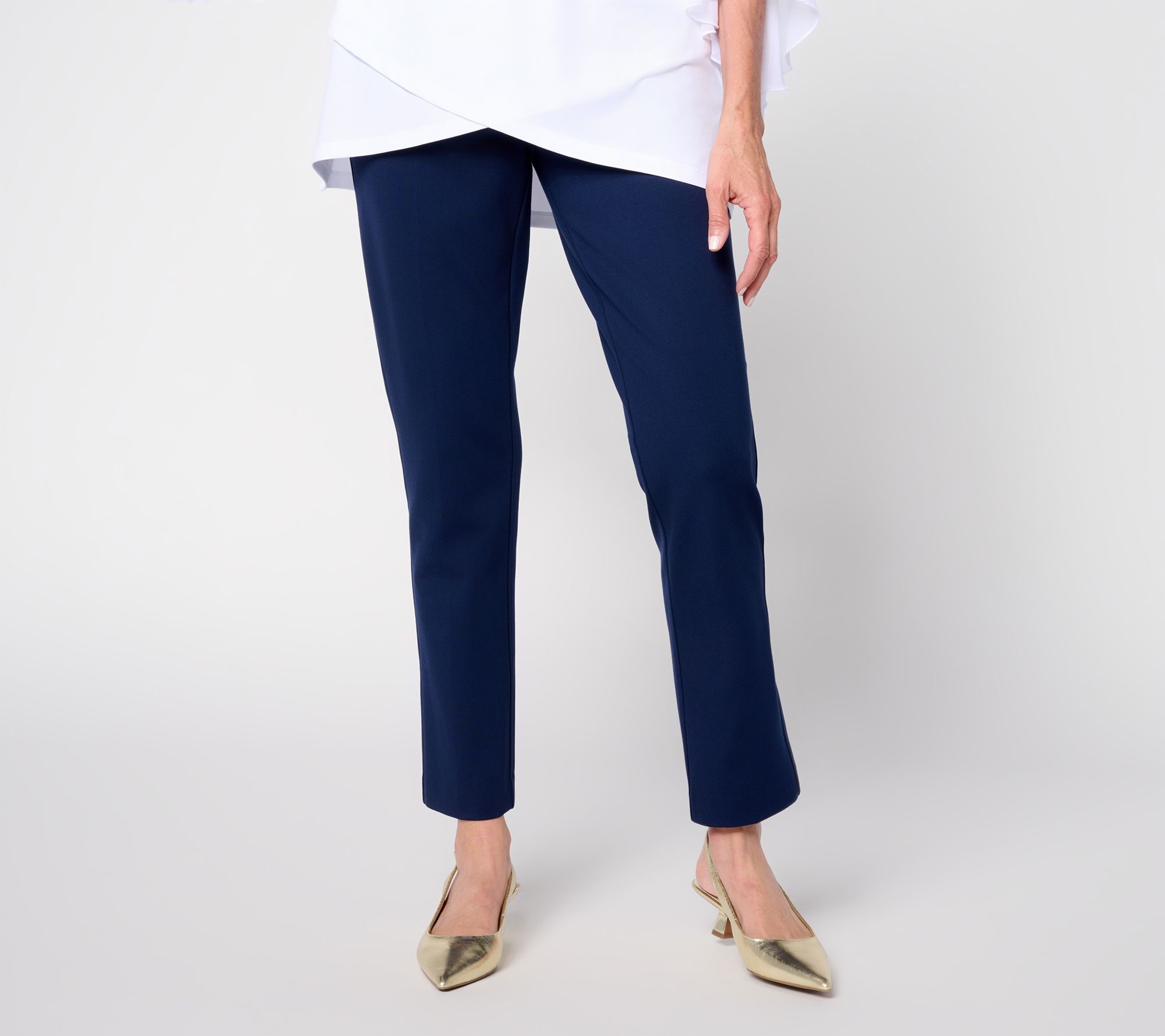 Susan Graver Regular Smart Ponte 350 Slim Leg Ankle Pants
