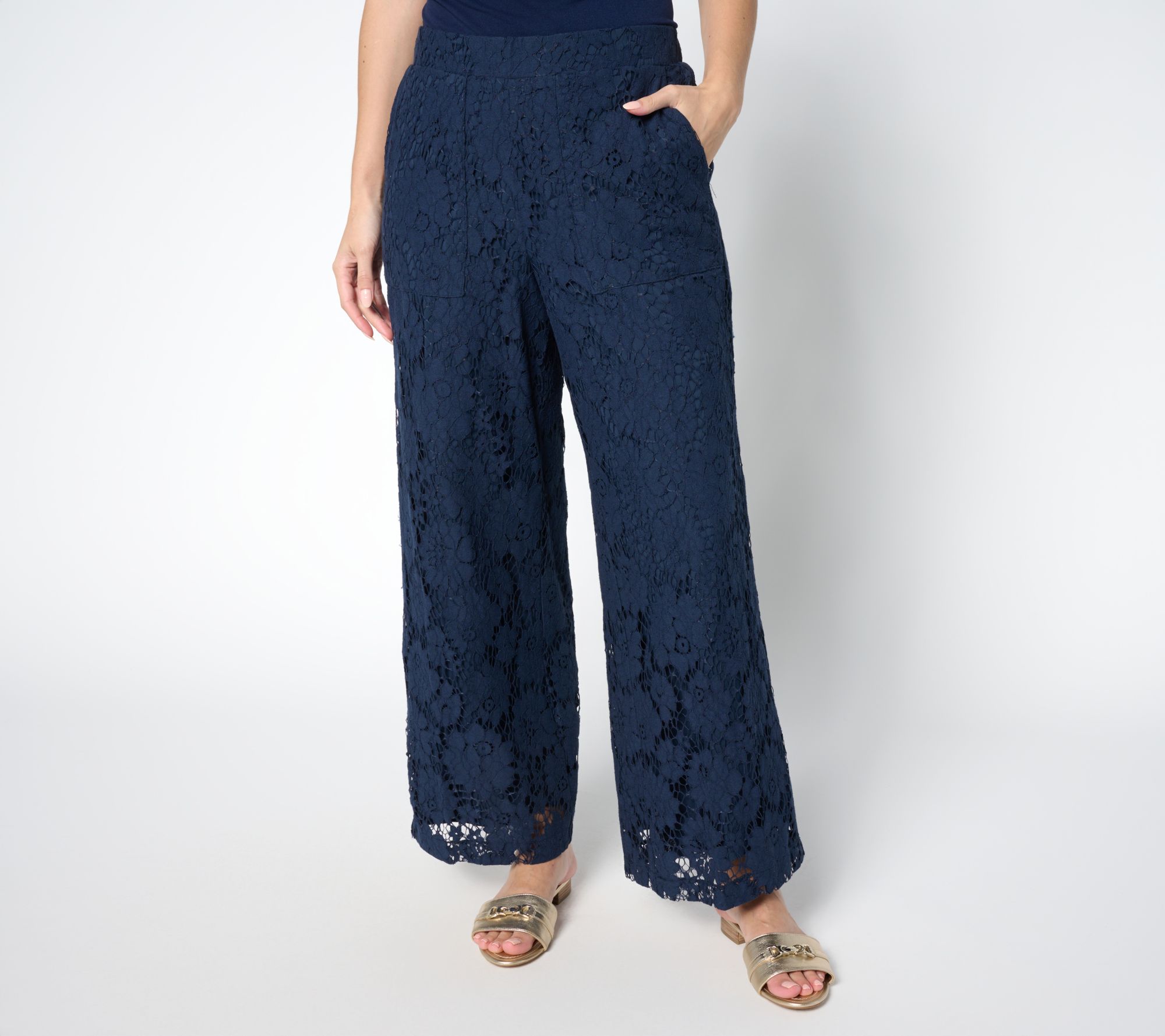 "As Is" by Stacy London Regular Pull On Lace Cropped Pant