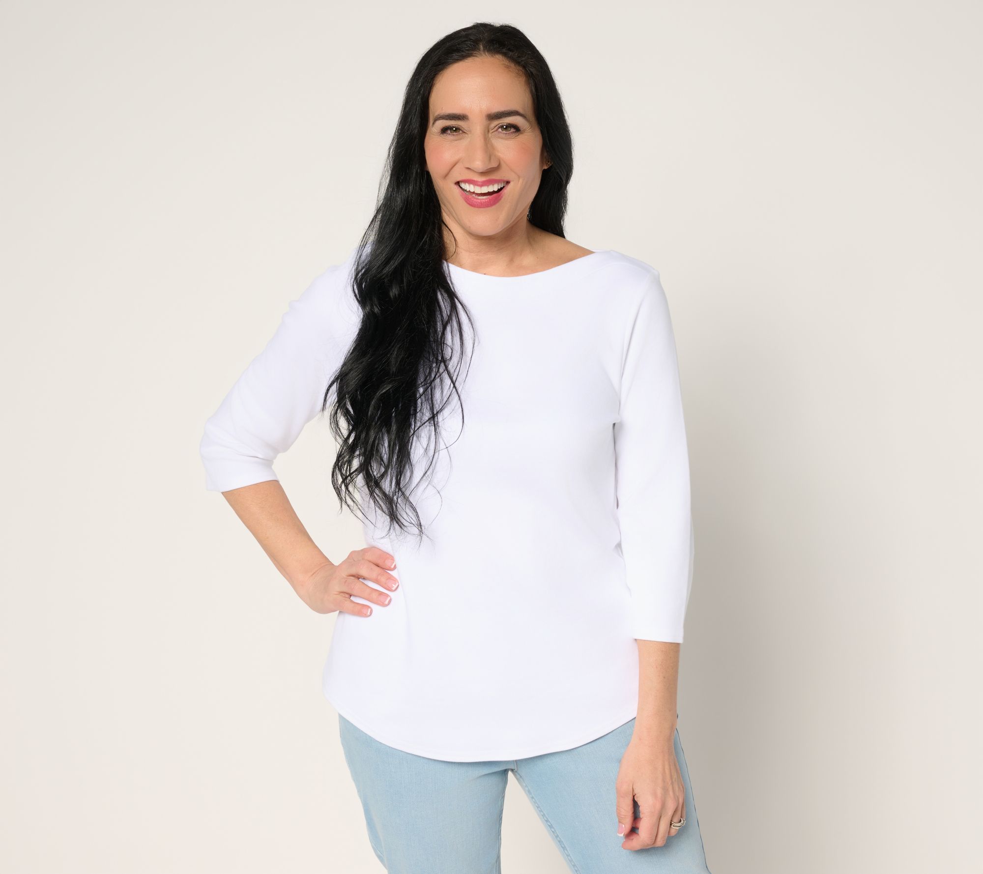 "As Is" Martha Stewart Signature Bateau Neck 3/4 Sleeve Top