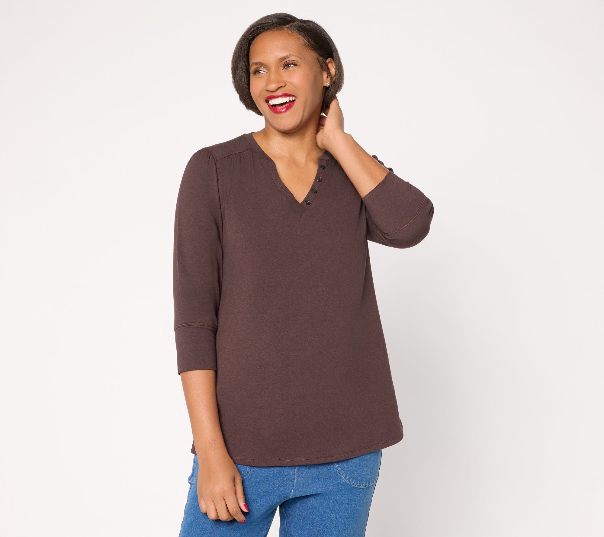  Ree by the Pioneer Woman Essentials 3/4 Length Sleeve Knit Tunic Top