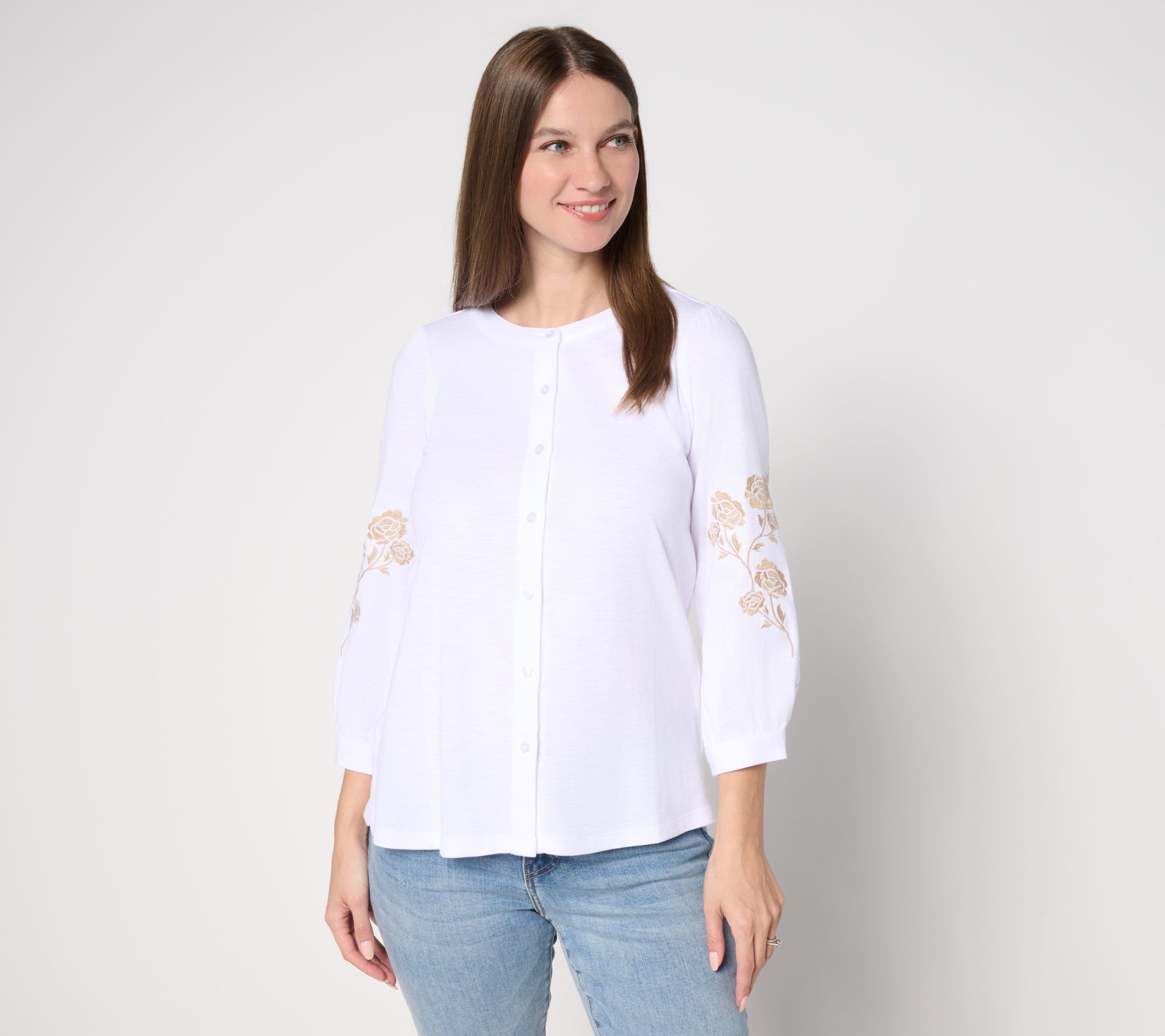 "As Is" Belle by Kim Gravel Slub Knit Summer Rose Blouse