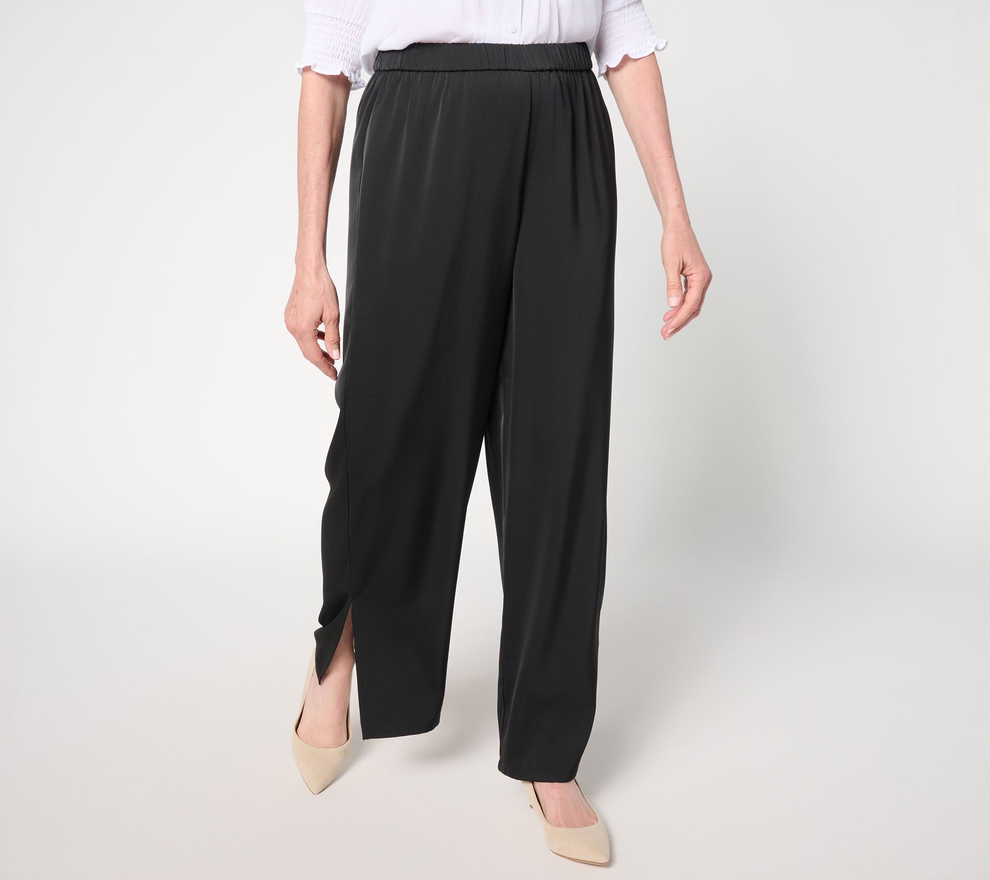 "As Is" Dennis Basso Regular Stretch Woven Wide Leg Pull On Pant