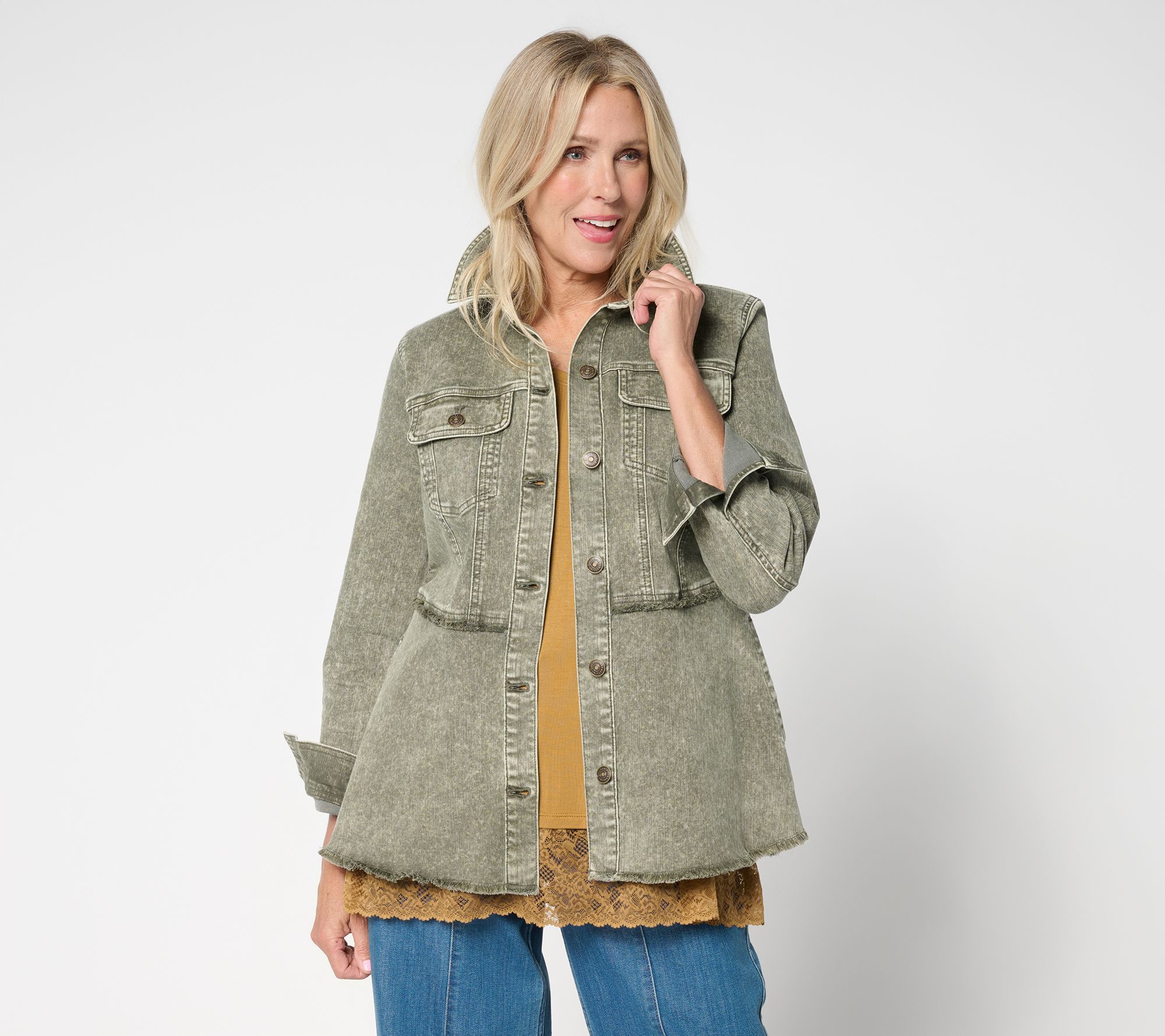 "As Is" LOGO by Lori Goldstein Reg Desert Wash Denim Jacket