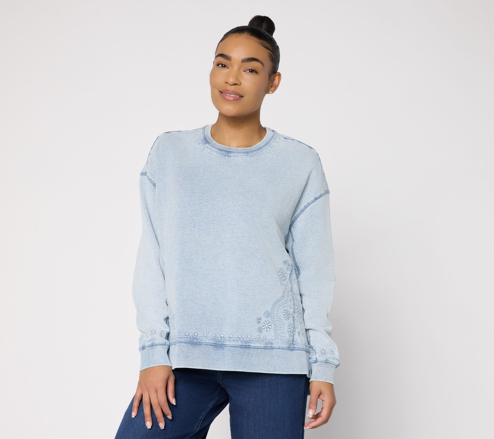  Driftwood Jeans Tabitha French Terry Long Sleeve Top Sprng Snowflake