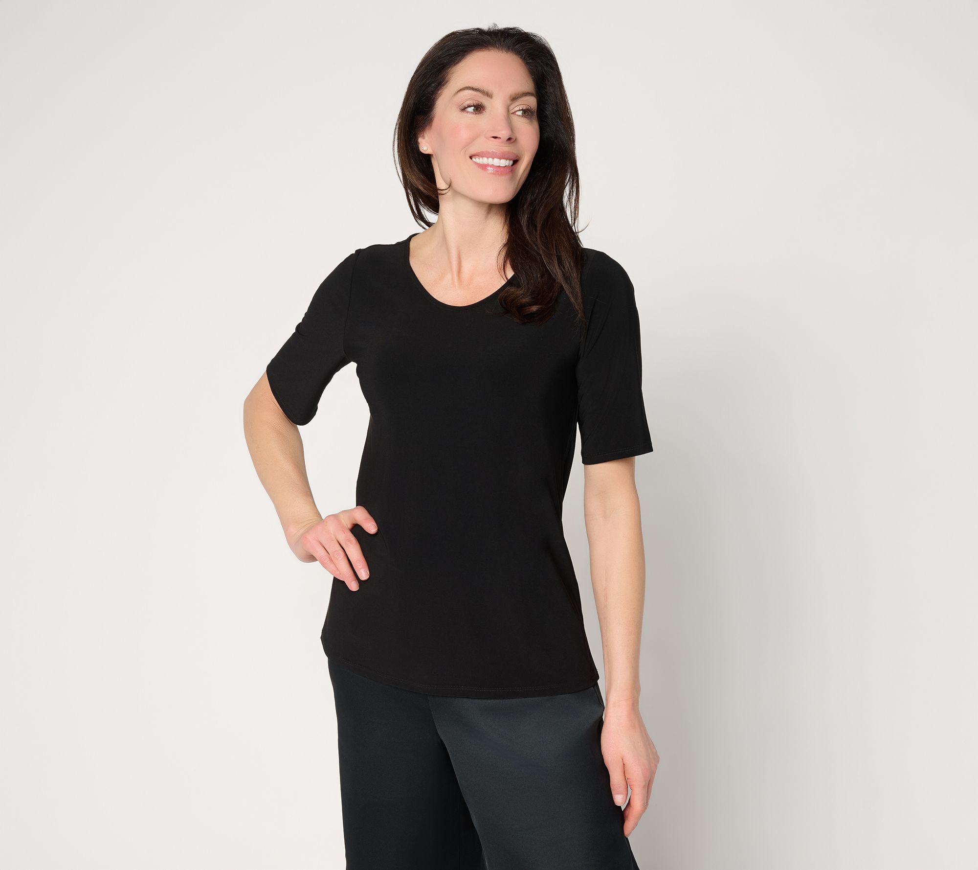 Dennis Basso Basics Italia Knit Swoop Neck Top