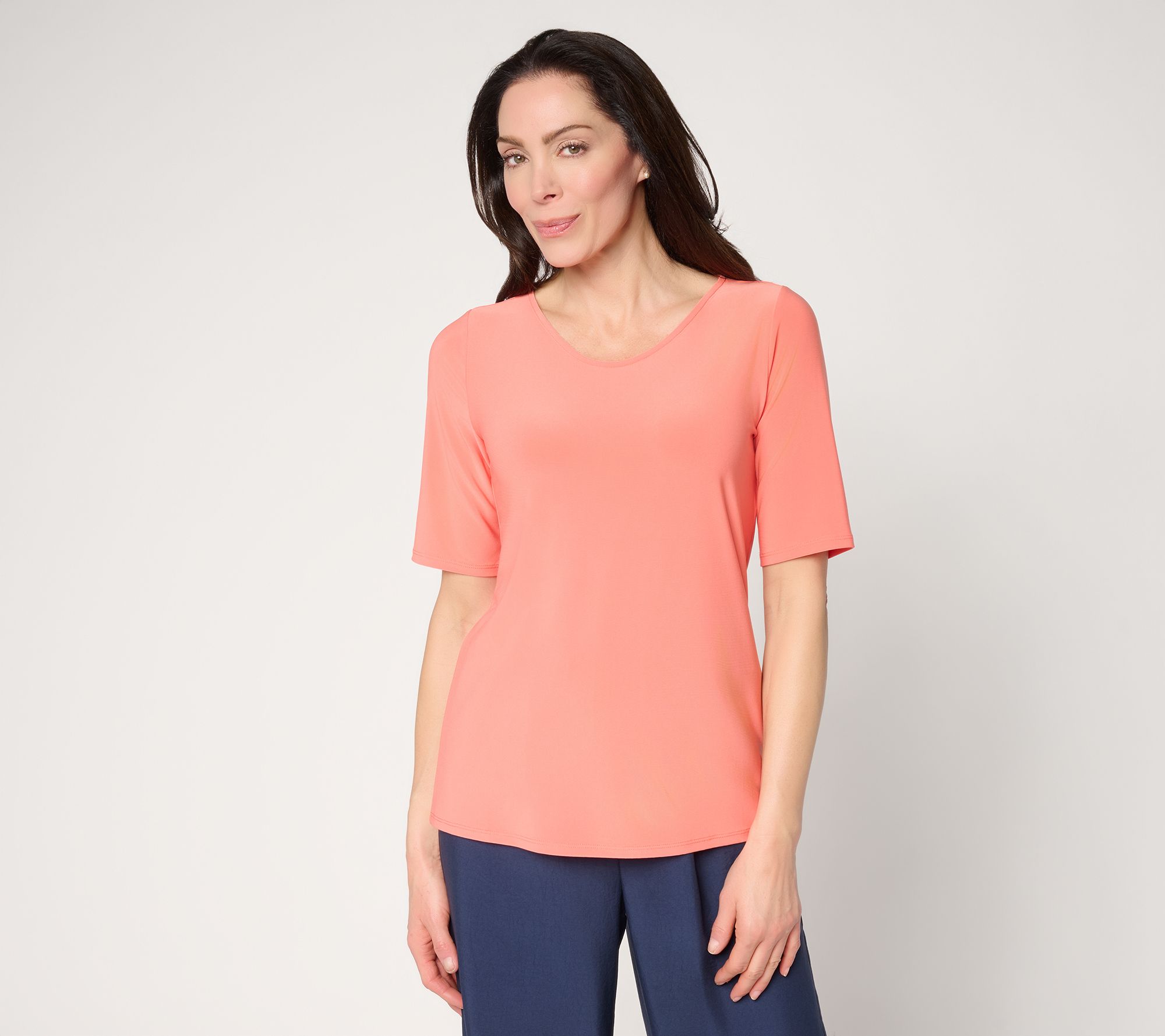 Dennis Basso Basics Italia Knit Swoop Neck Top