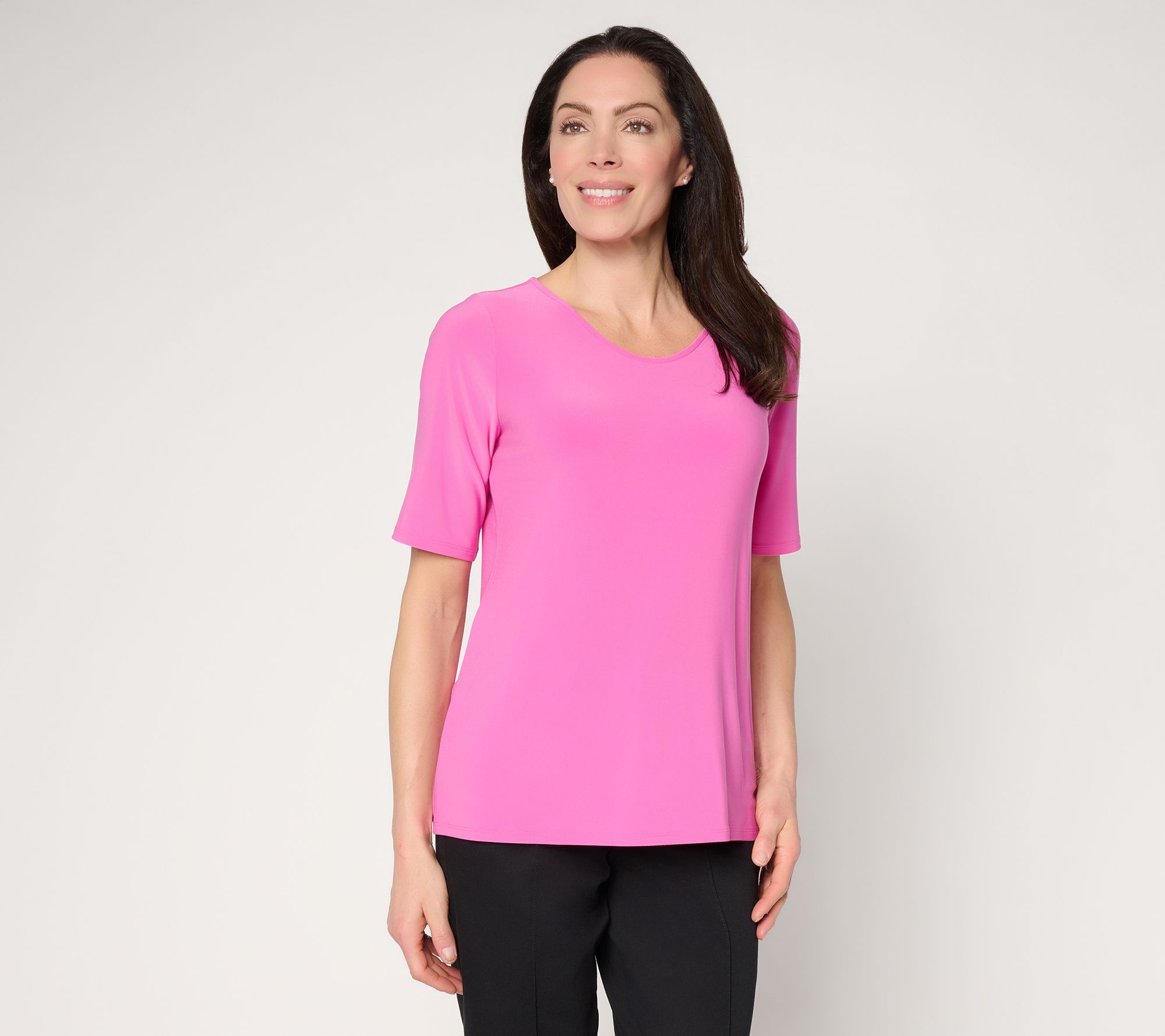 Dennis Basso Basics Italia Knit Swoop Neck Top