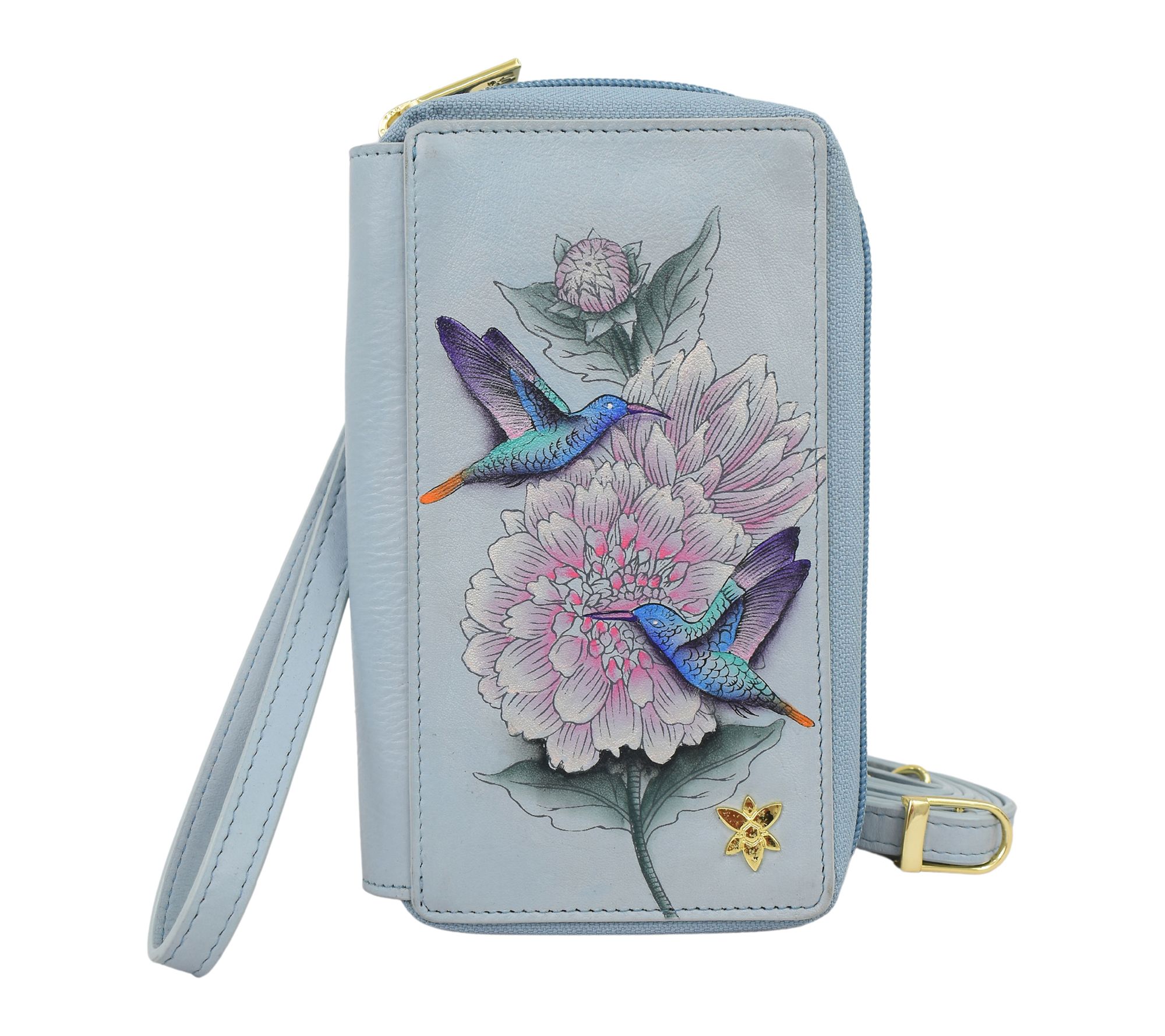 Anushcka Painted Leather Phone Organizer Crossbody