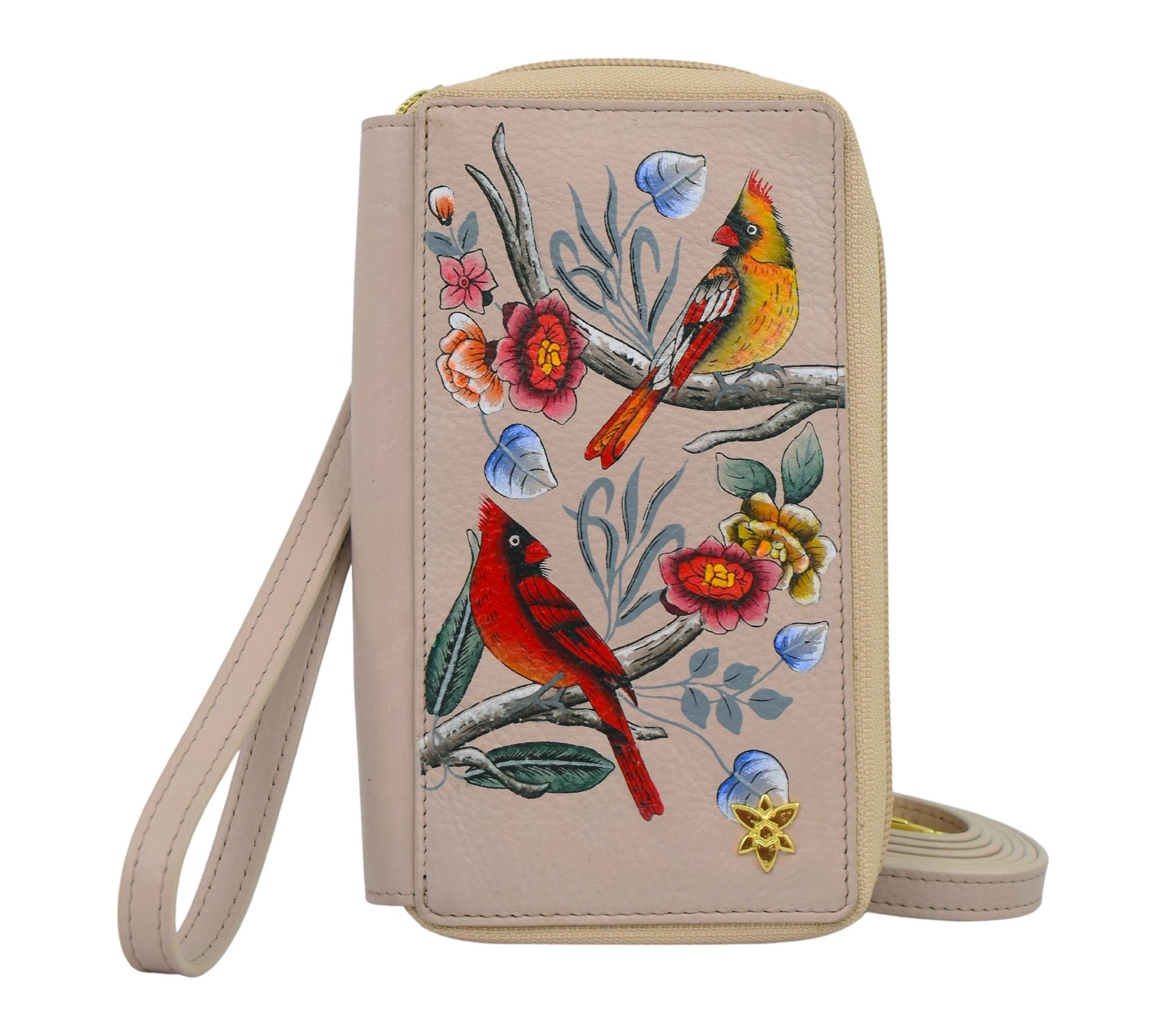 Anushcka Painted Leather Phone Organizer Crossbody
