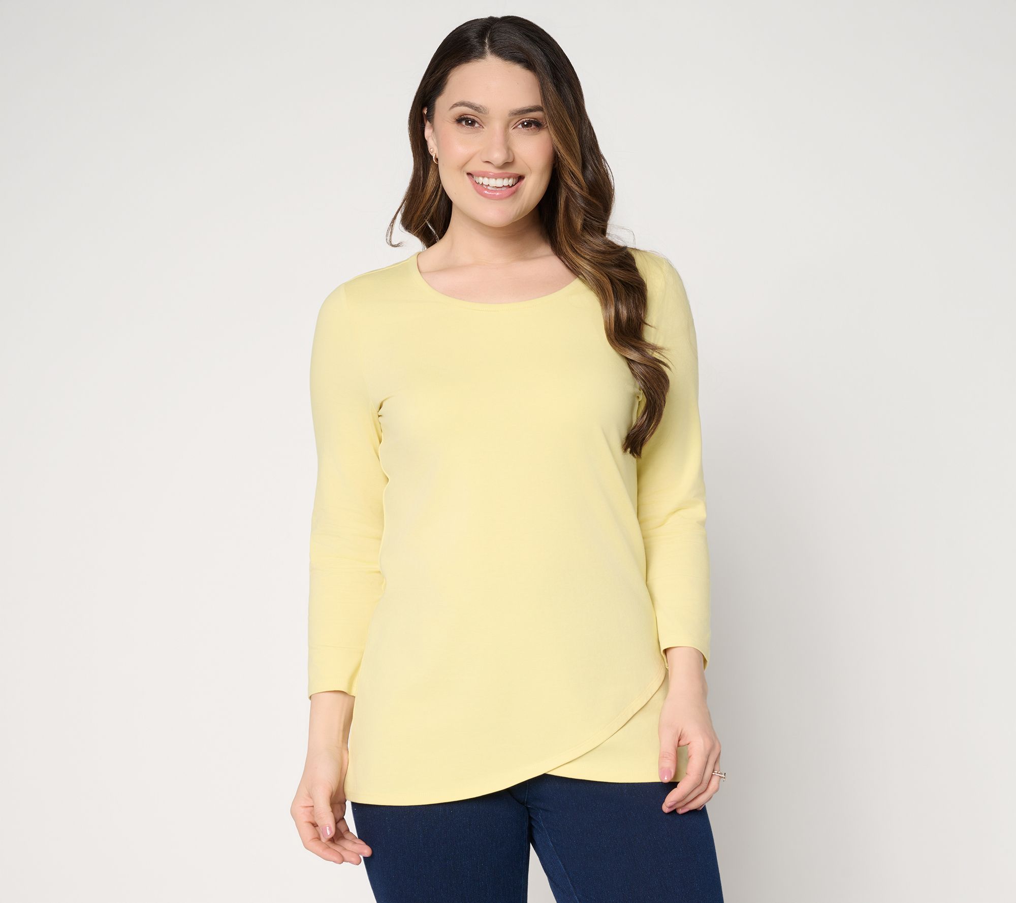 Denim & Co. Regular Perfect Jersey Tunic  with Tulip Hem