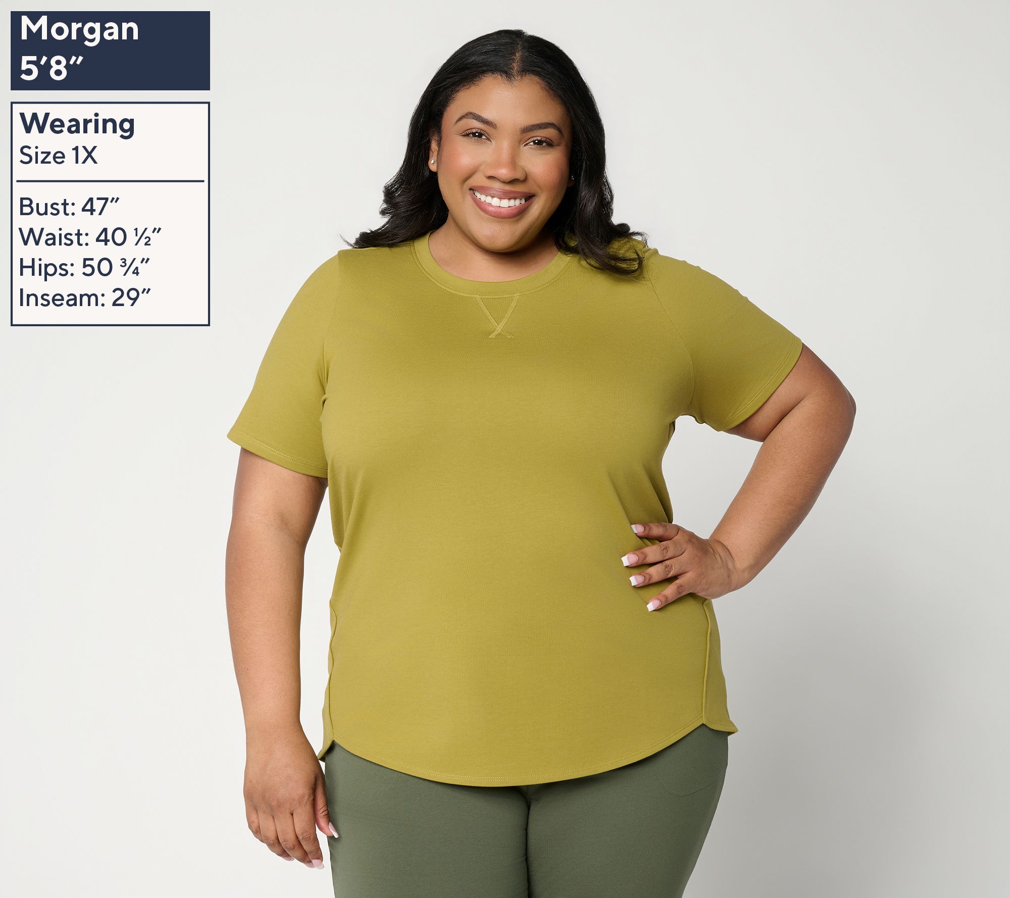 Denim & Co. Active French Terry Short Sleeve Round Neck Top - QVC.com