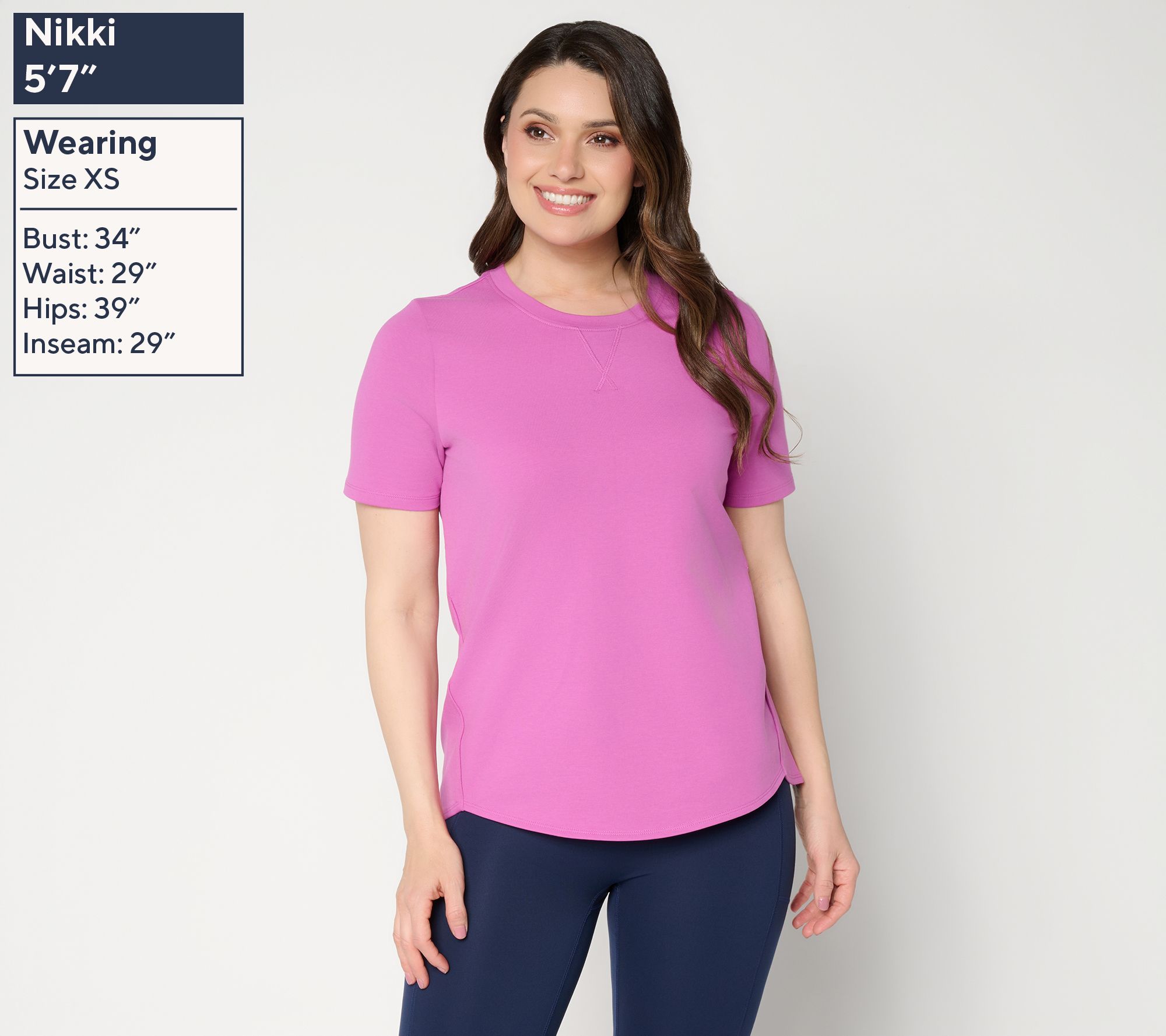 Denim & Co. Active French Terry Short Sleeve Round Neck Top - QVC.com